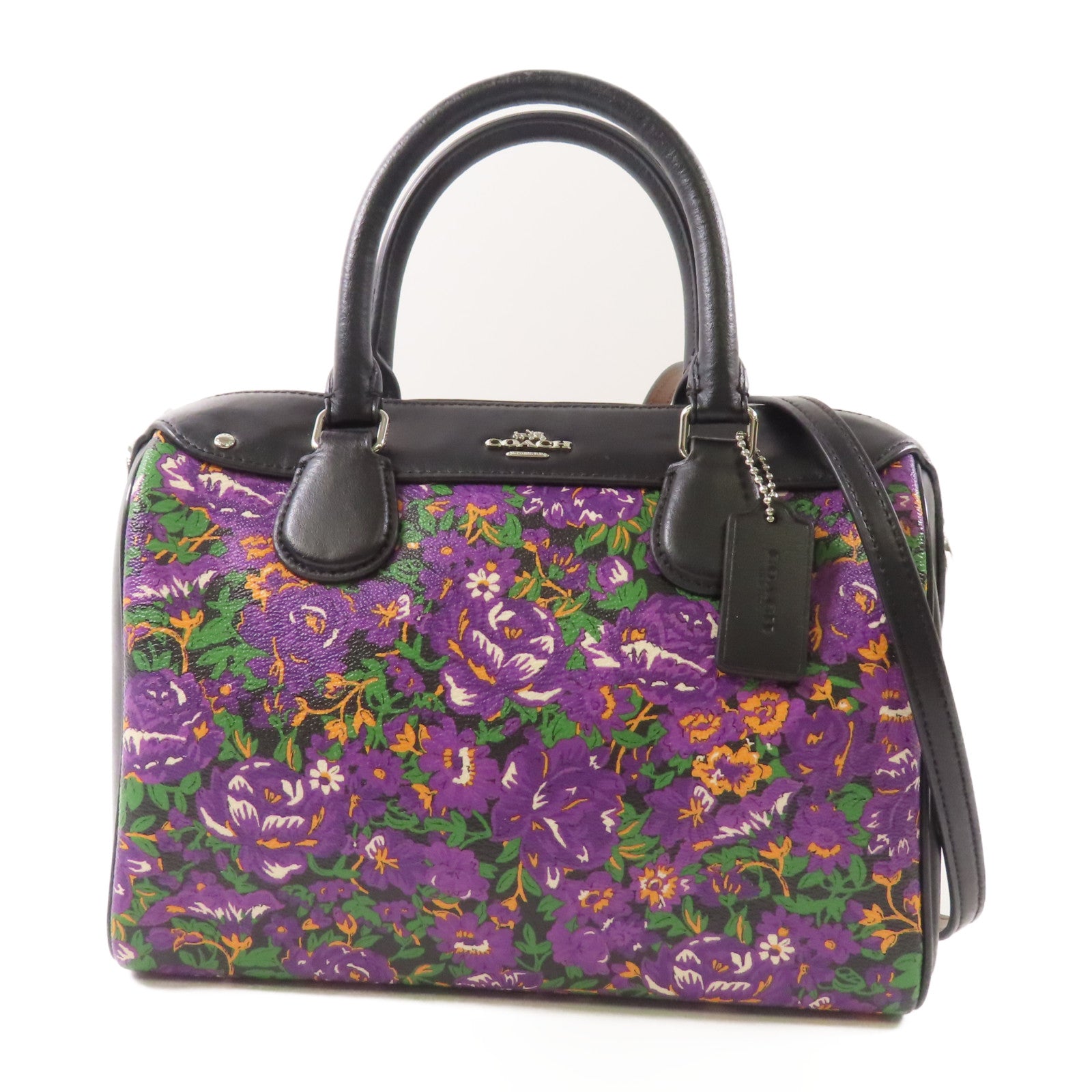 COACH 牛皮皮革2 Way Shoulder Bag銀扣手挽肩背兩用袋
