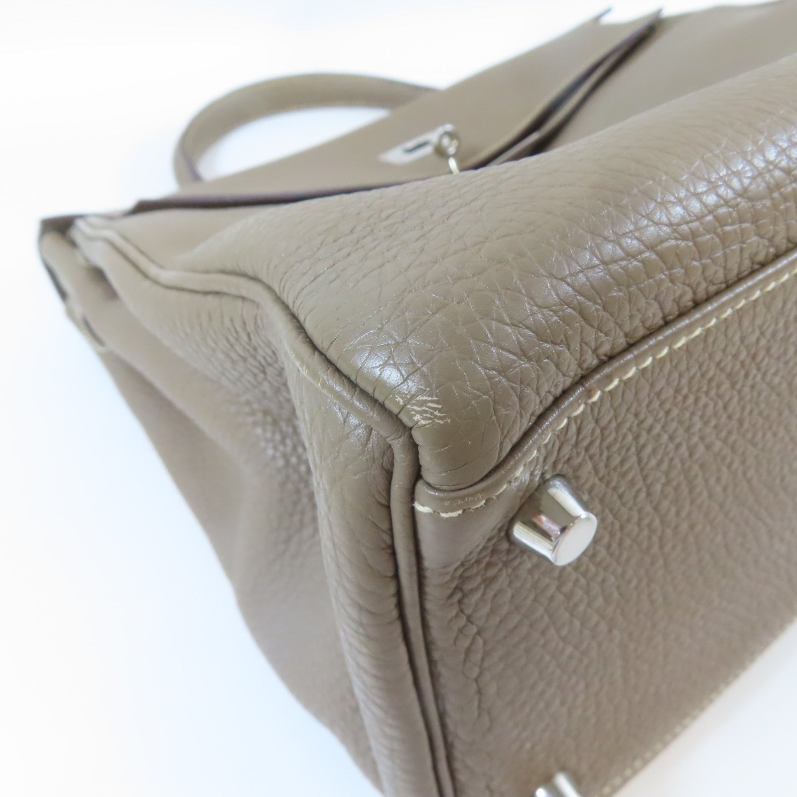 HERMES 【激減優惠】Togo皮革Kelly 35銀扣手挽肩背兩用袋大象灰色
