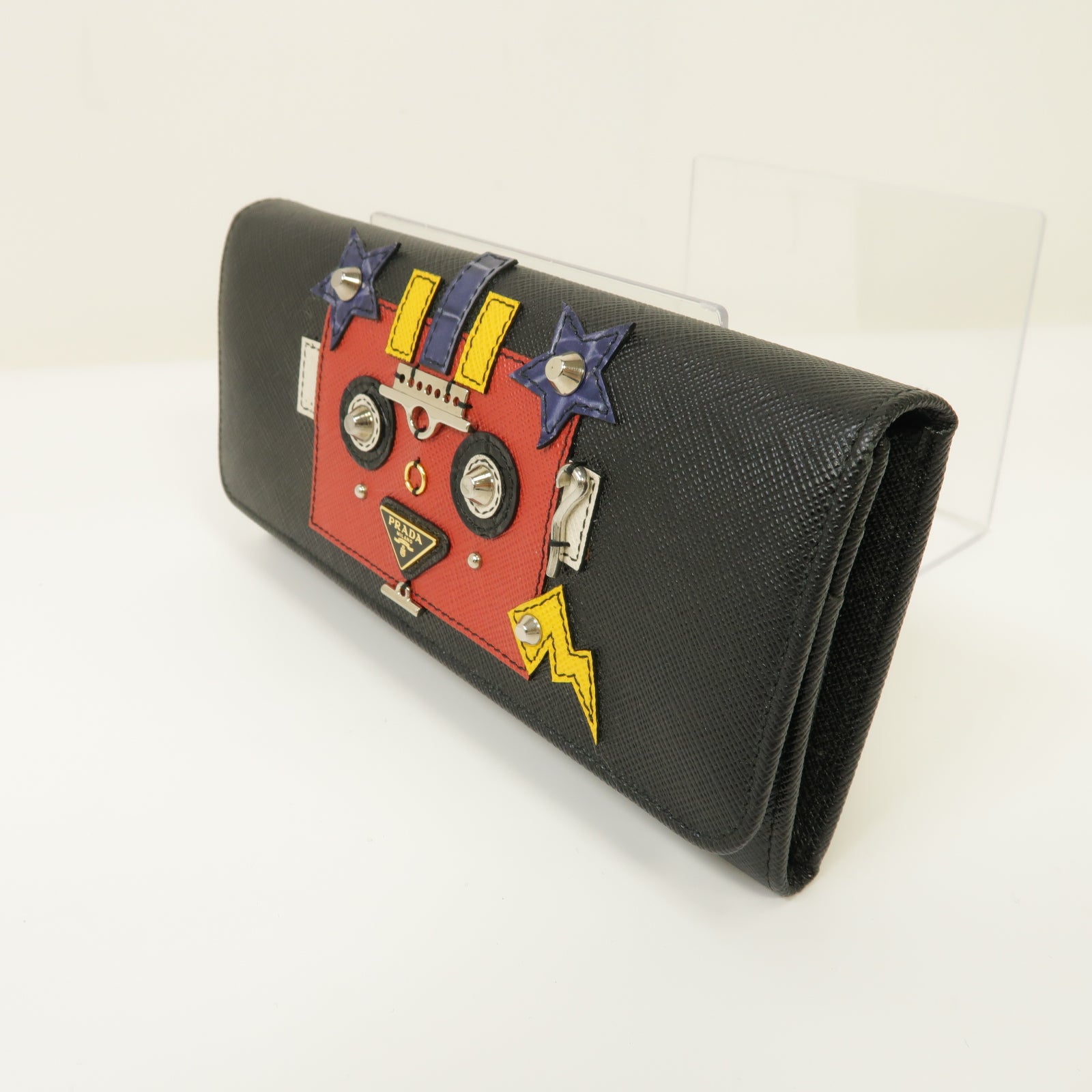 PRADA 牛皮皮革Long wallet金扣長錢包黒色