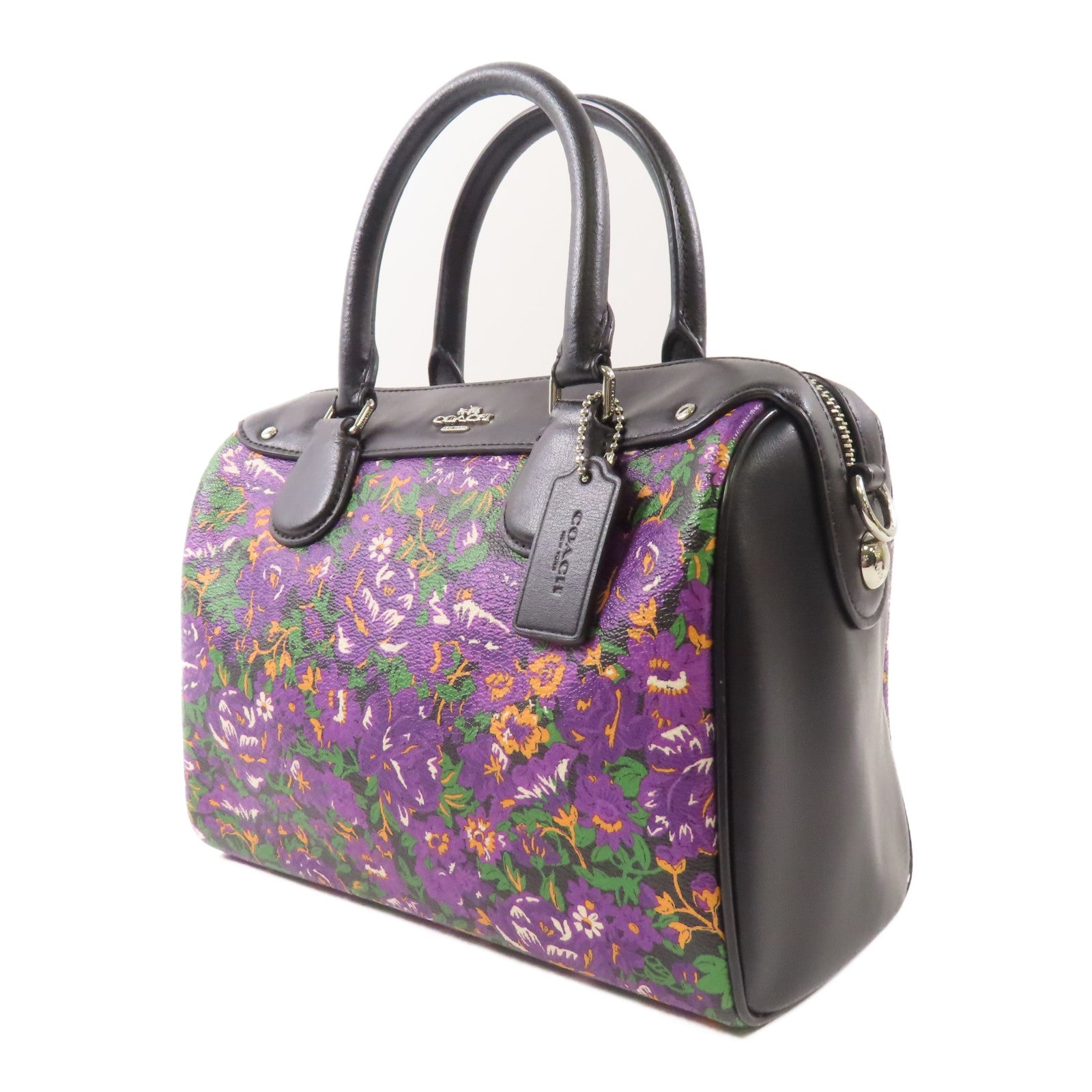 COACH 牛皮皮革2 Way Shoulder Bag銀扣手挽肩背兩用袋