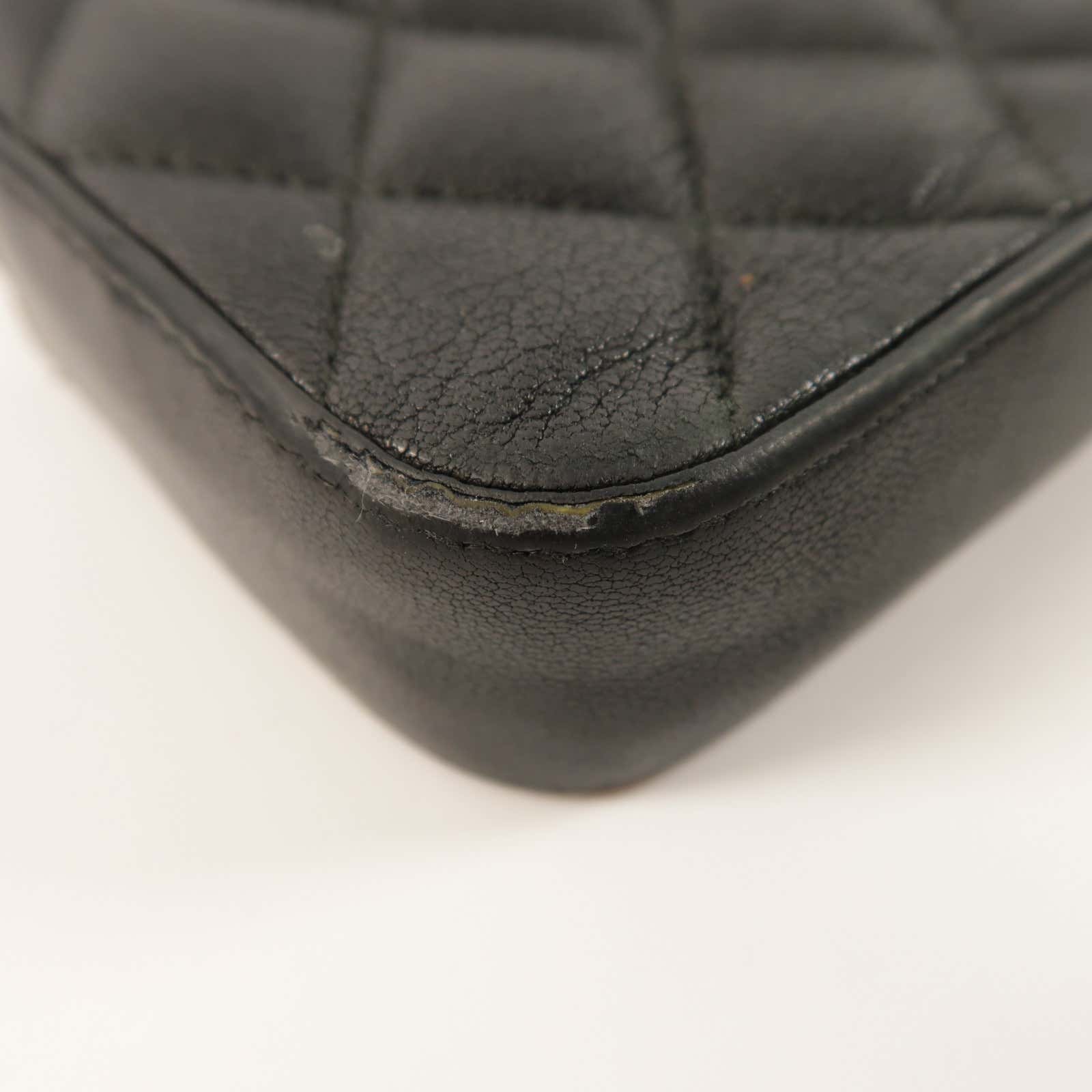 CHANEL 羊皮皮革Chain Shoulder銀扣鏈帶肩背袋
