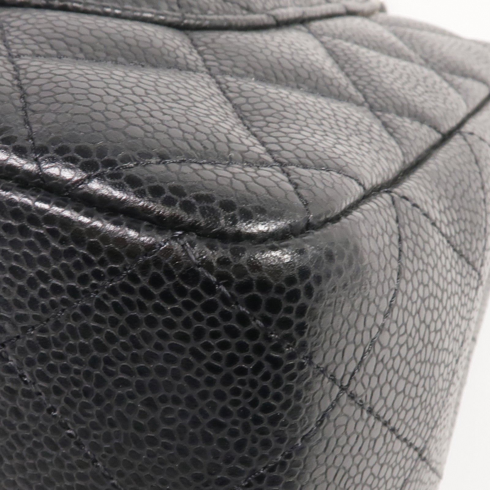 CHANEL 牛皮皮革Large Classic銀扣鏈帶肩背袋