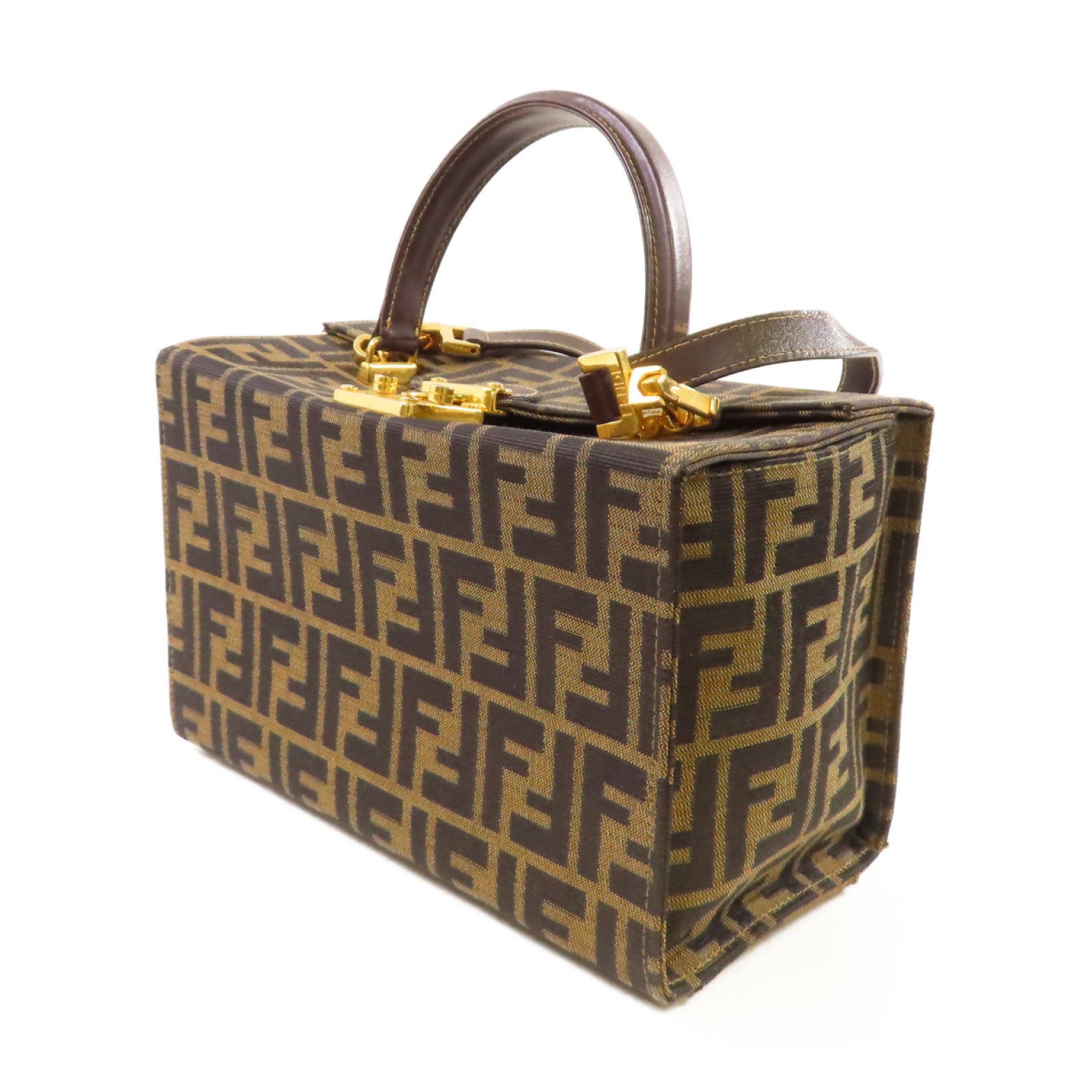 FENDI 帆布Sukka Afor Vintage Bag金扣手挽肩背兩用袋啡色