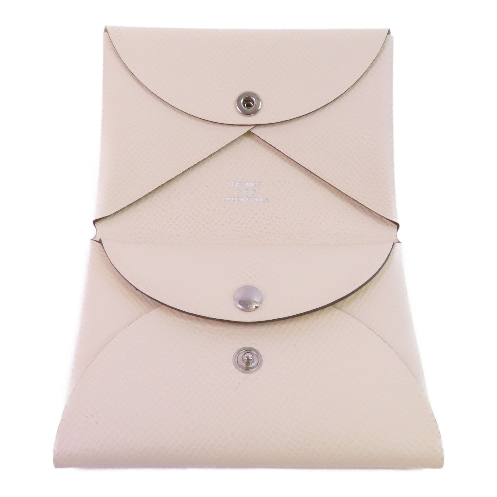 HERMES Epsom皮革Calvi Duo銀扣卡套