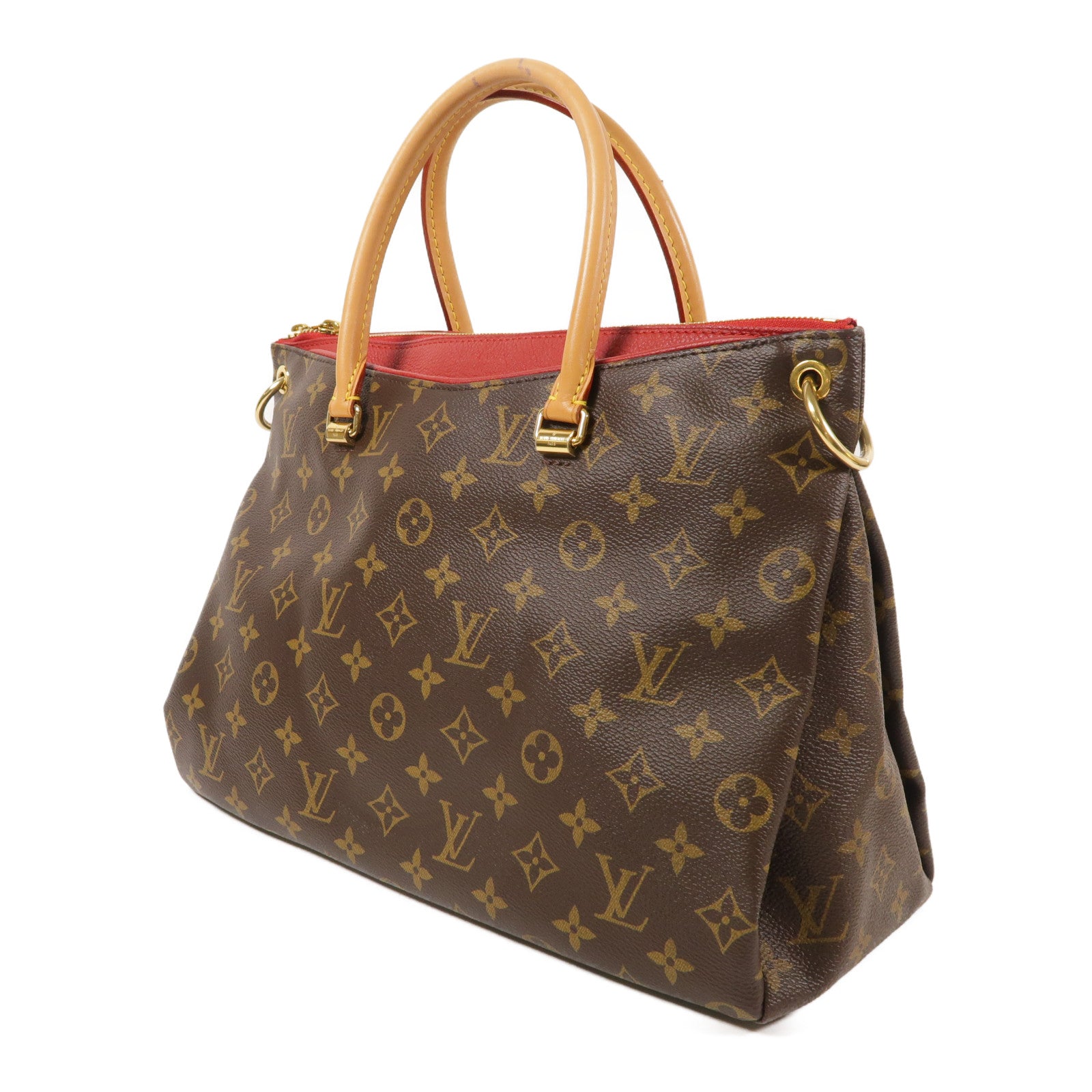 LOUIS VUITTON LV GHW Pallas 2 Way Shoulder Handbag M41175 Monogram Brown/Red