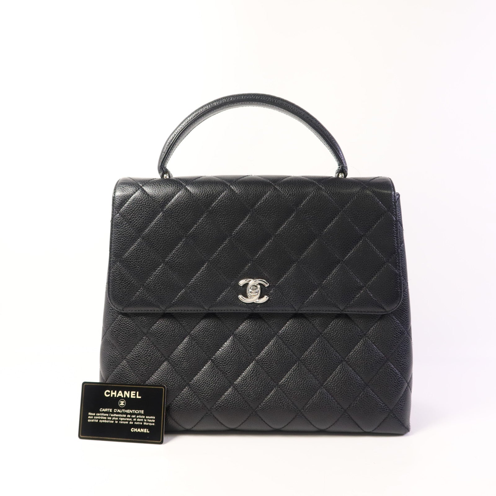 CHANEL 牛皮皮革Matelasse Bag銀扣手挽袋