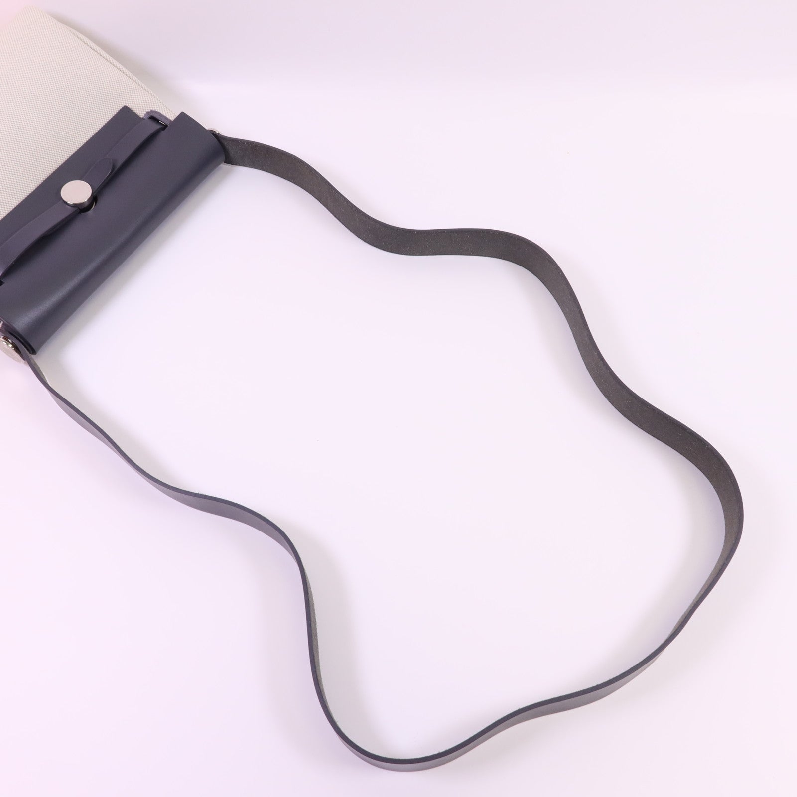 HERMES 帆布Mini Herbag銀扣肩背袋Ardoise