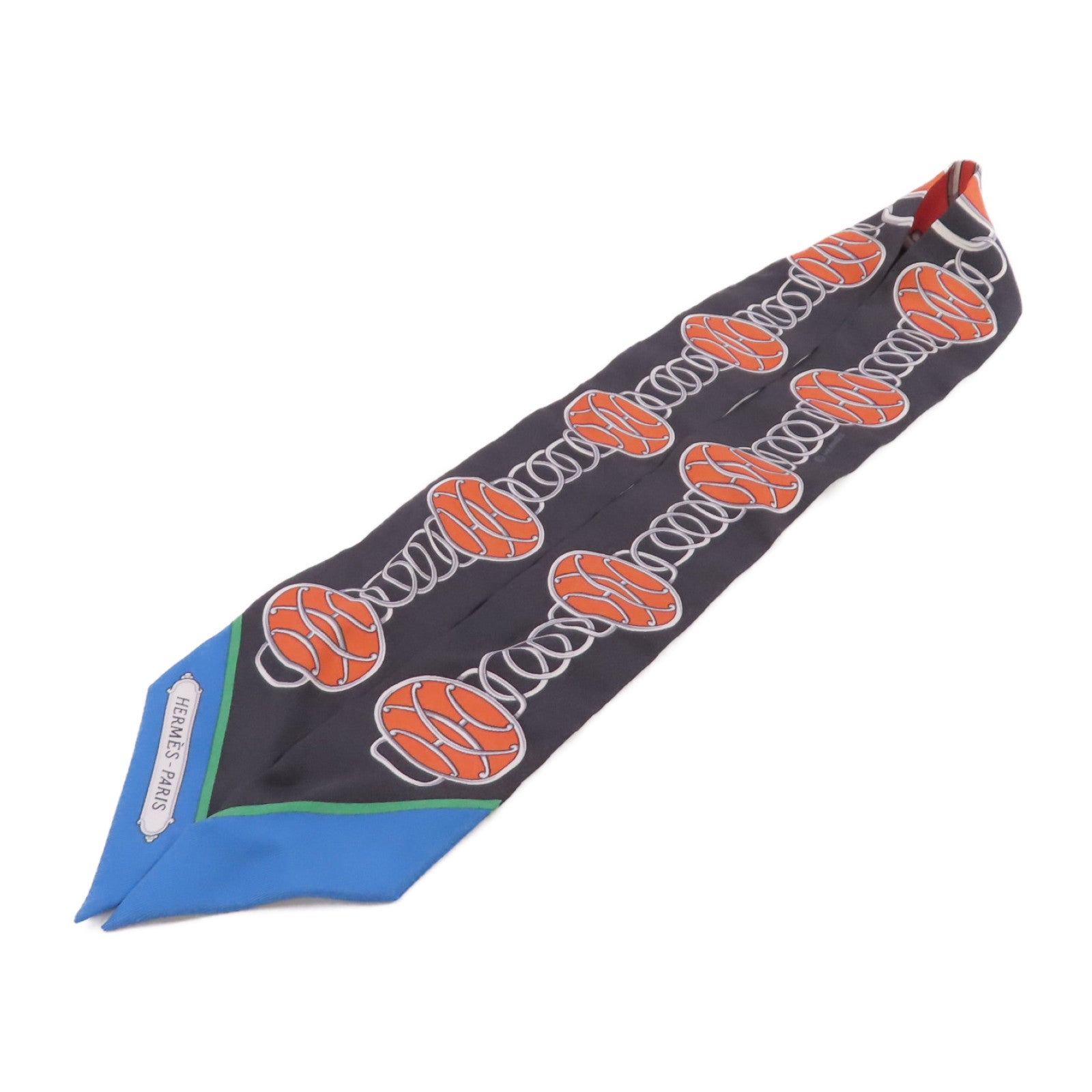HERMES 【激減優惠】絲質Twilly Scarf絲巾黑色/橙色/藍色/彩色