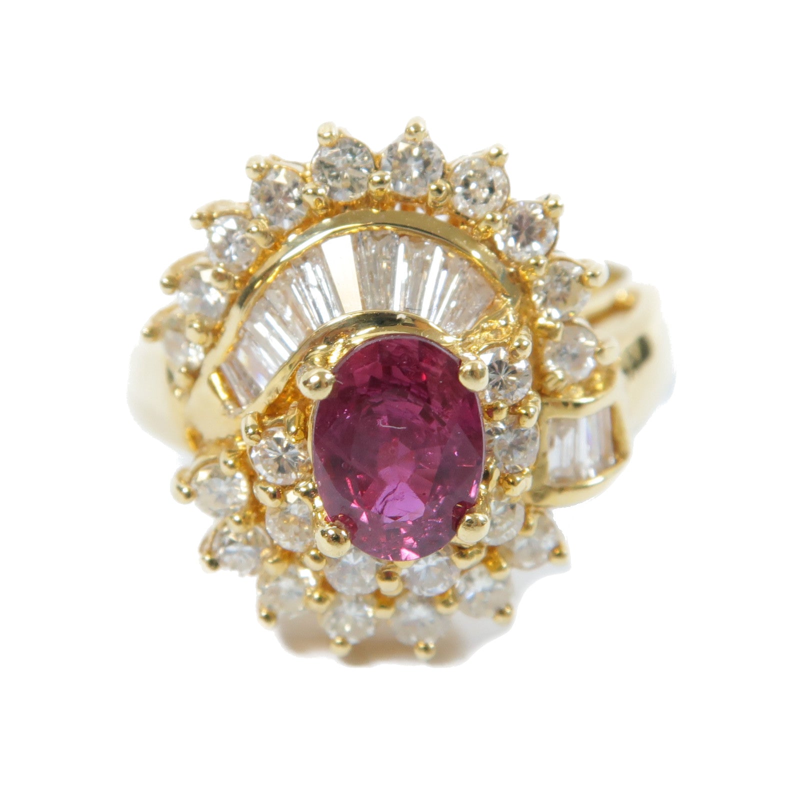 JEWELRY 【激減優惠】18K黃金Ruby Diamond Ring 0.84ct鑽石/0.98ct紅寶石戒指US#7.25