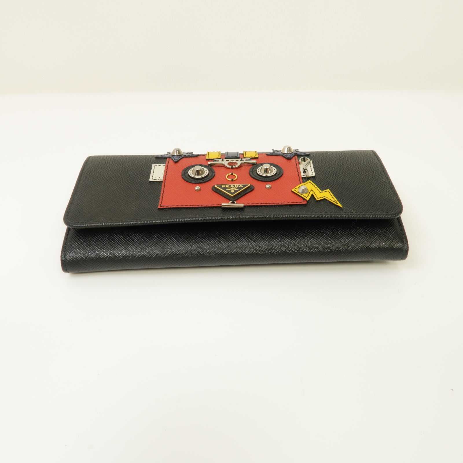 PRADA 牛皮皮革Long wallet金扣長錢包黒色