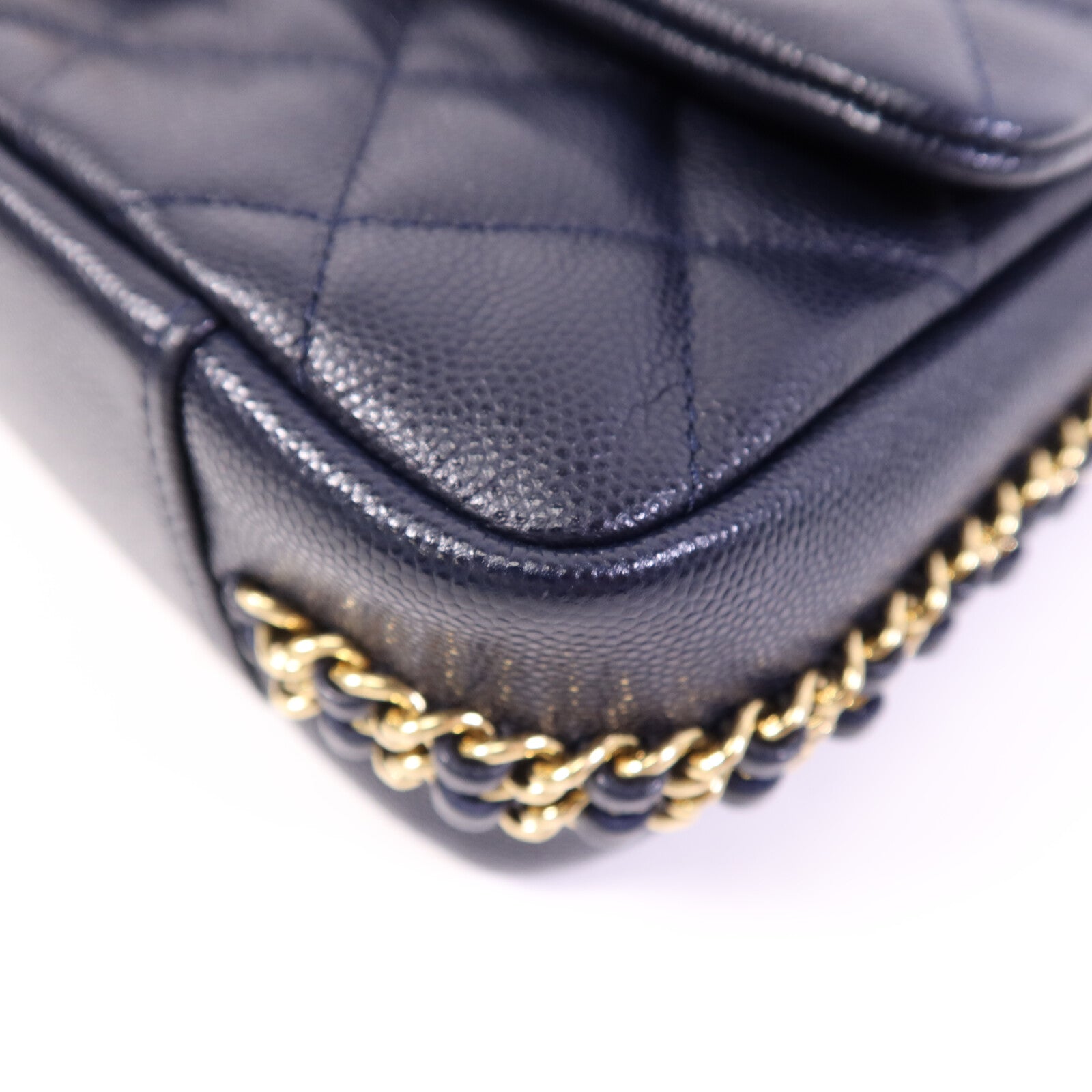 CHANEL 牛皮皮革Shoulder Bag金扣鏈帶肩背袋