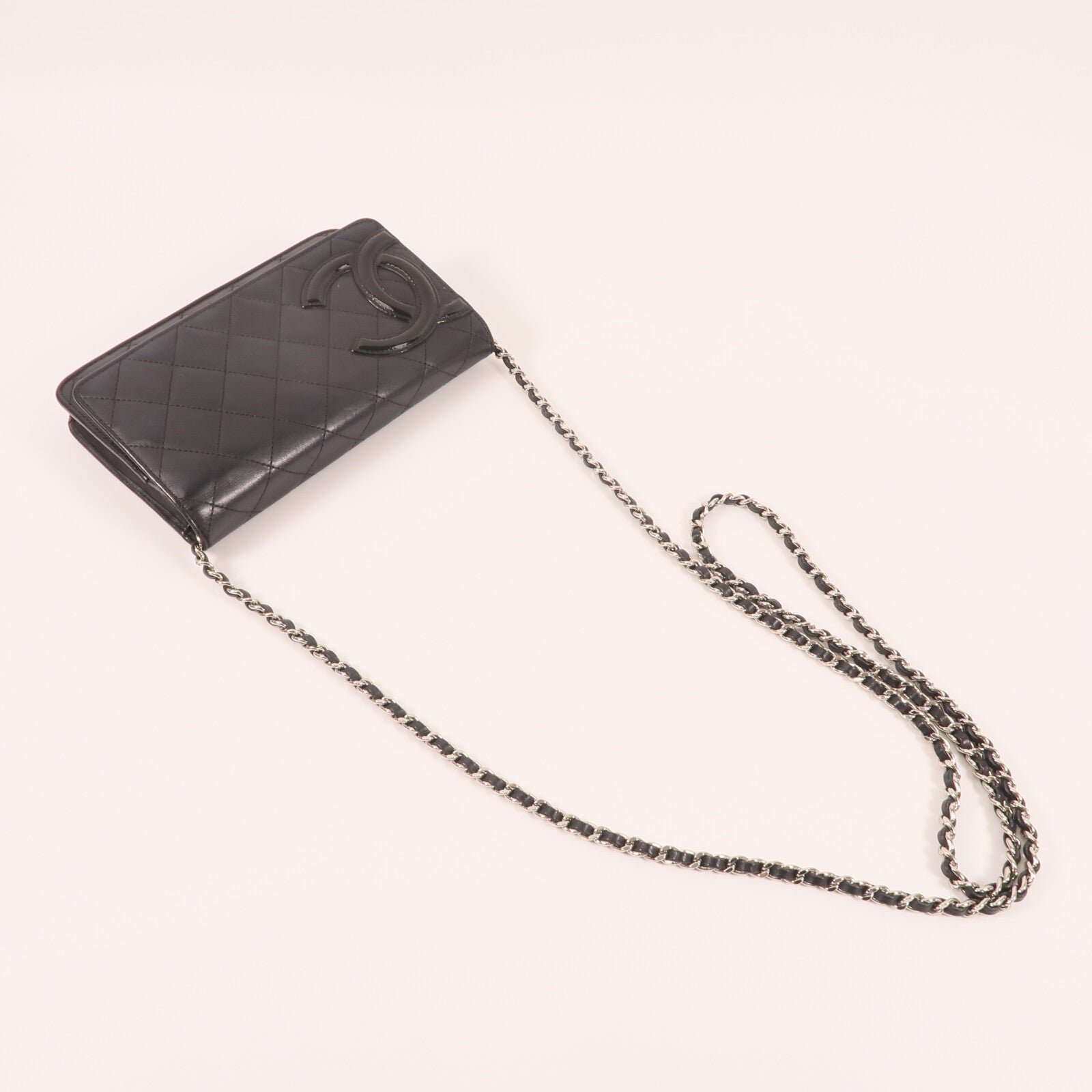 CHANEL 牛皮皮革Cambon Wallet On Chain銀扣鏈帶肩背袋