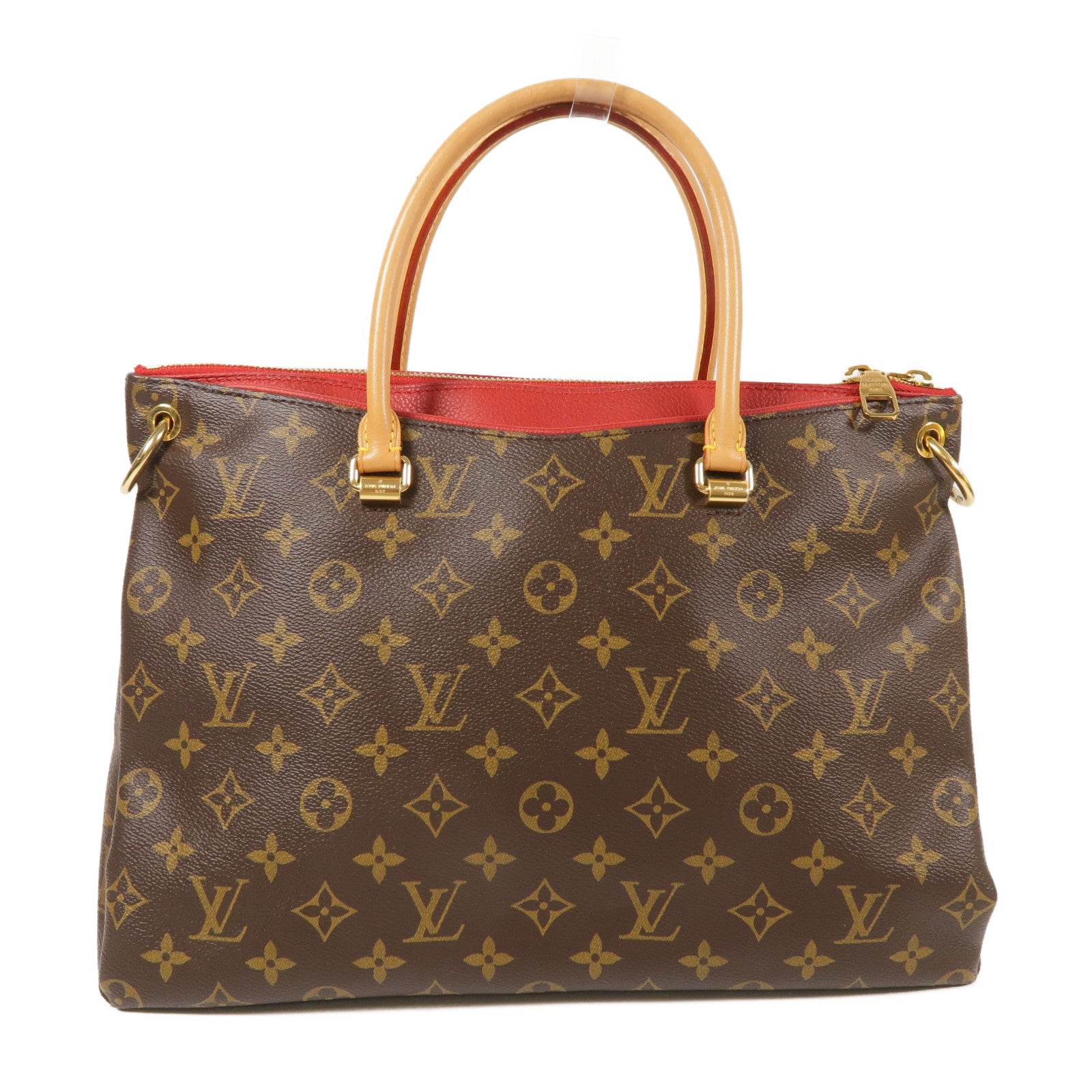 LOUIS VUITTON LV GHW Pallas 2 Way Shoulder Handbag M41175 Monogram Brown/Red