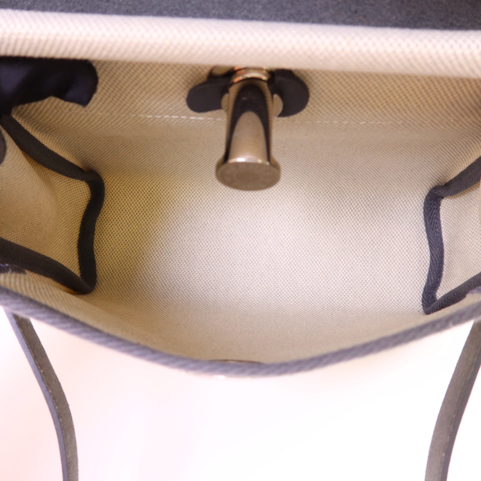 HERMES 帆布Mini Herbag銀扣肩背袋Ardoise