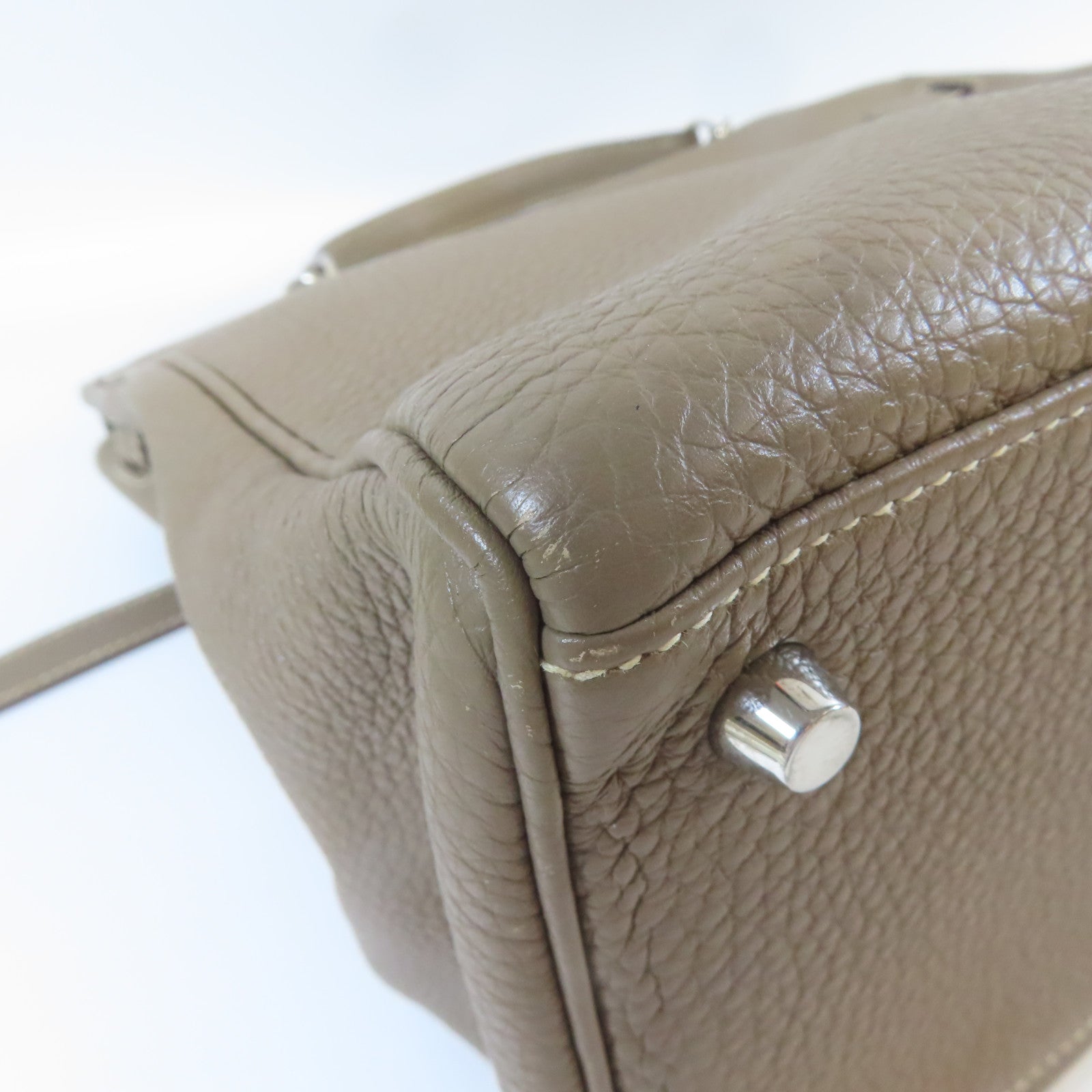 HERMES 【激減優惠】Togo皮革Kelly 35銀扣手挽肩背兩用袋大象灰色