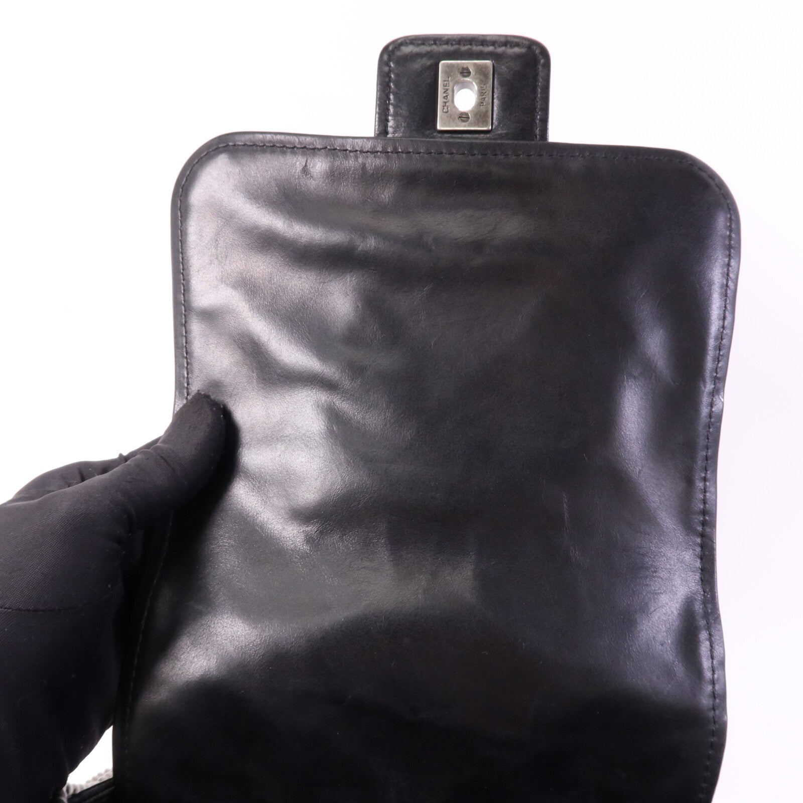 CHANEL 牛皮皮革/羊皮皮革Chain Shoulder Bag銀扣鏈帶肩背袋