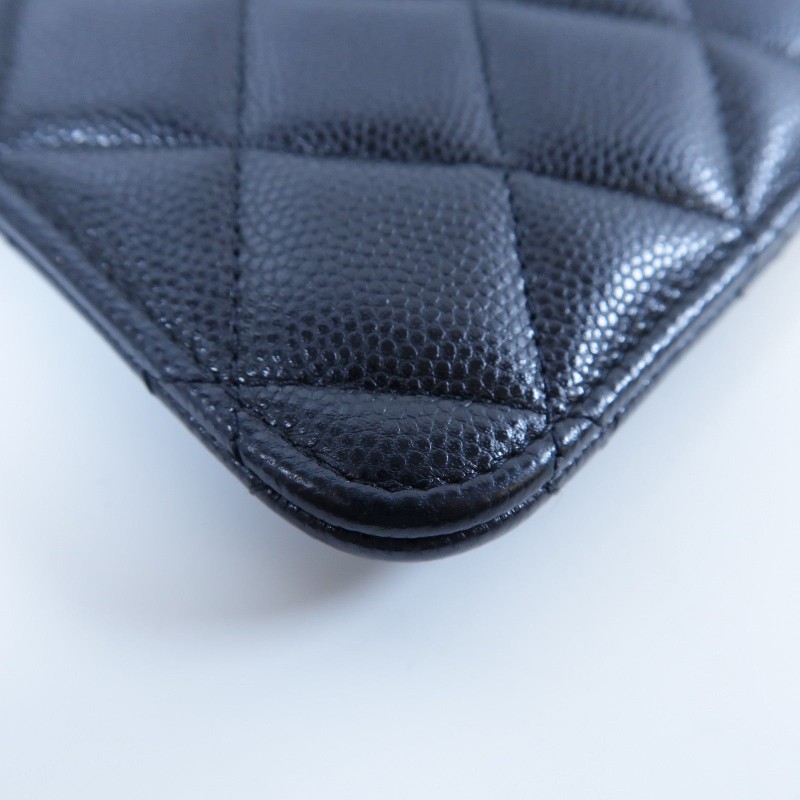 CHANEL 【激減優惠】菱格Caviar皮革Long Wallet金扣長錢包黑色