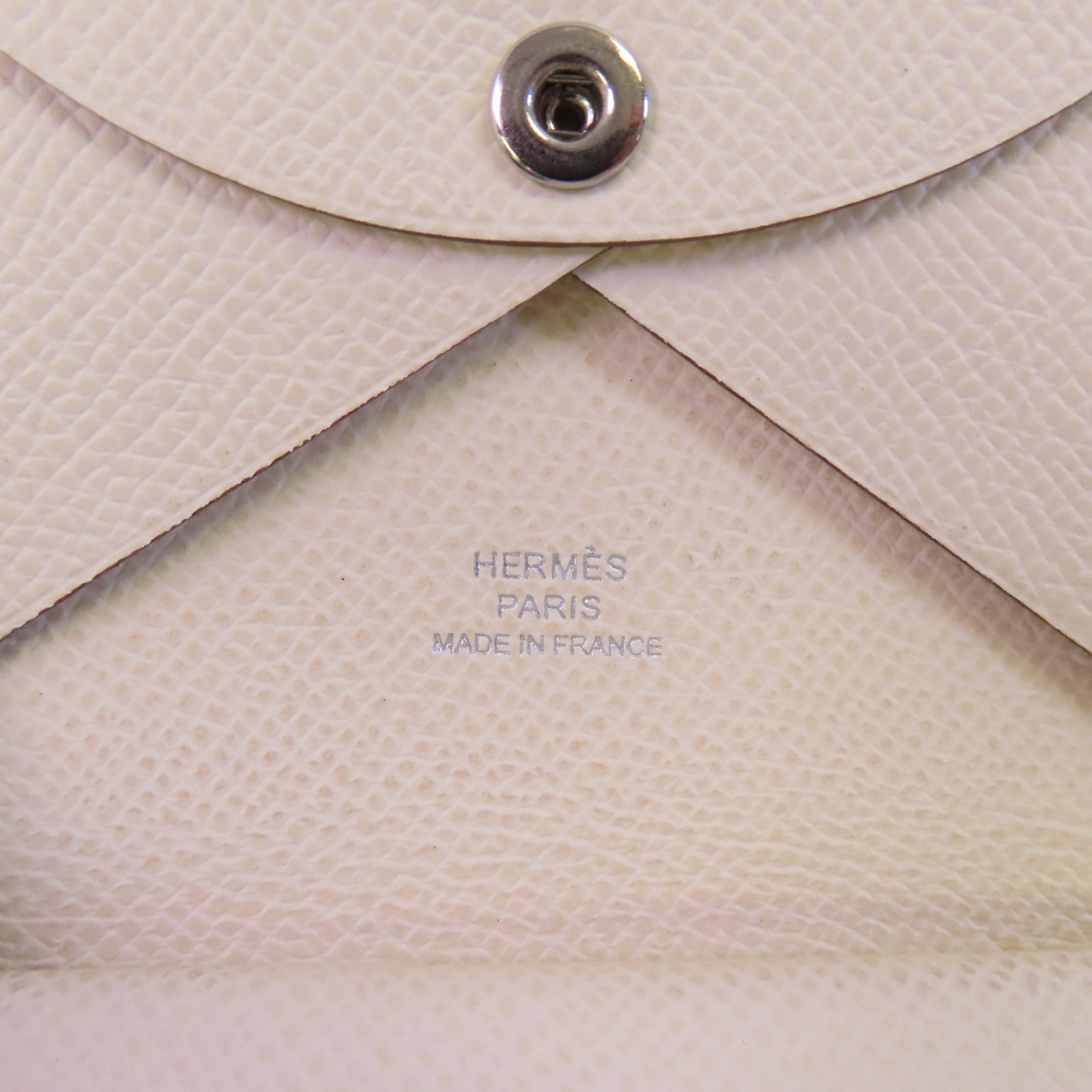 HERMES Epsom皮革Calvi Duo銀扣卡套