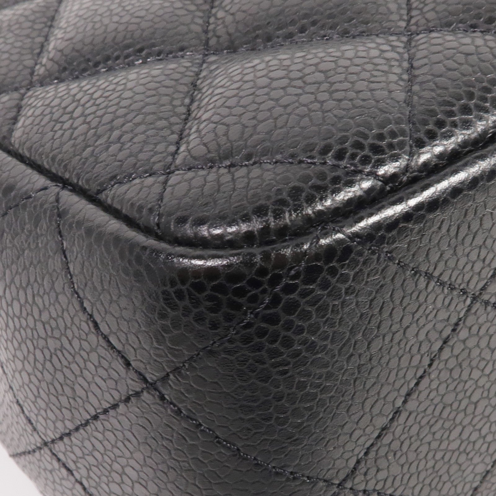 CHANEL 牛皮皮革Large Classic銀扣鏈帶肩背袋