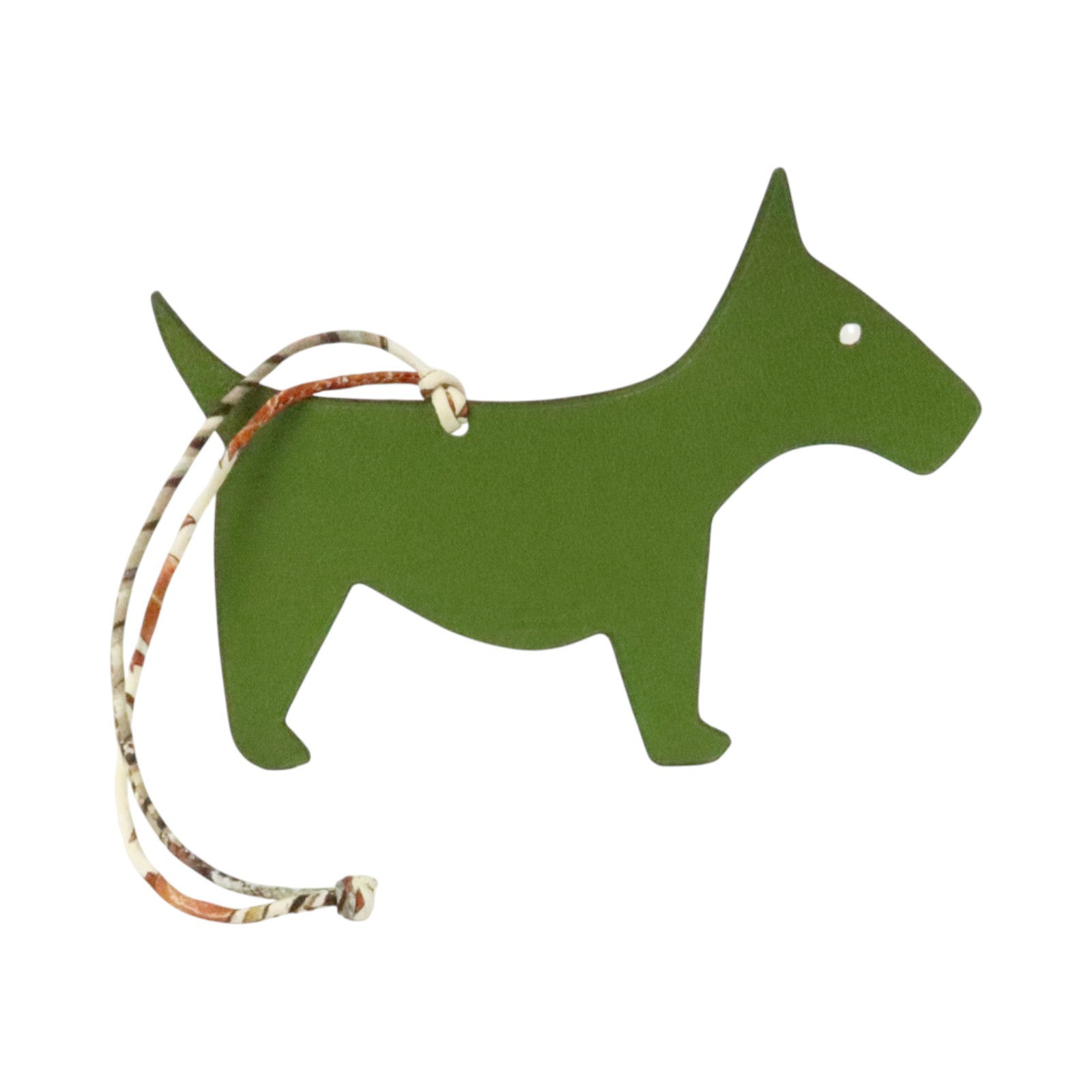 HERMES Clemence皮革Dog Charm掛飾Vert Yucca/Biscuit