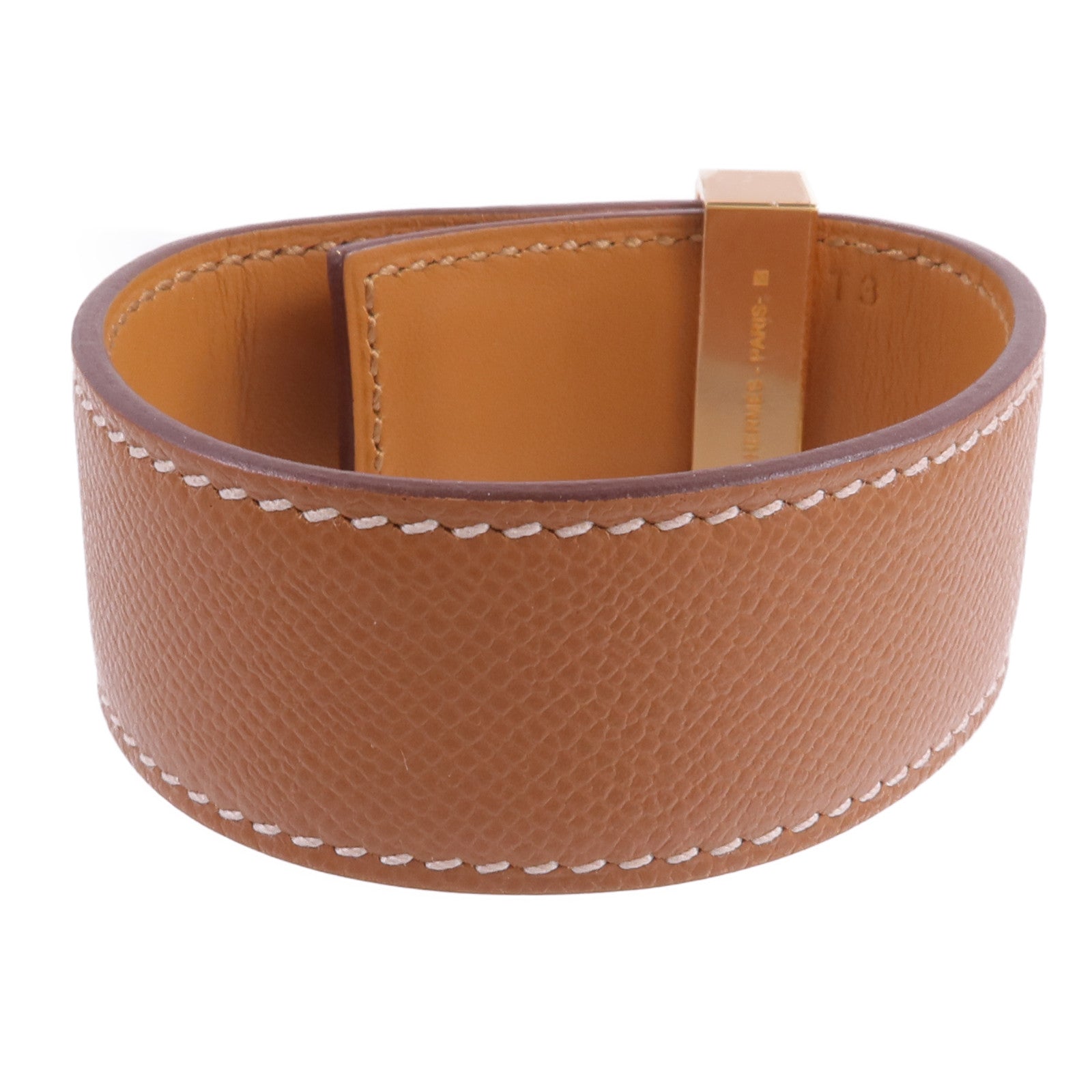 HERMES Madame皮革Collier De Chien 24 Bracelet手帶Gold