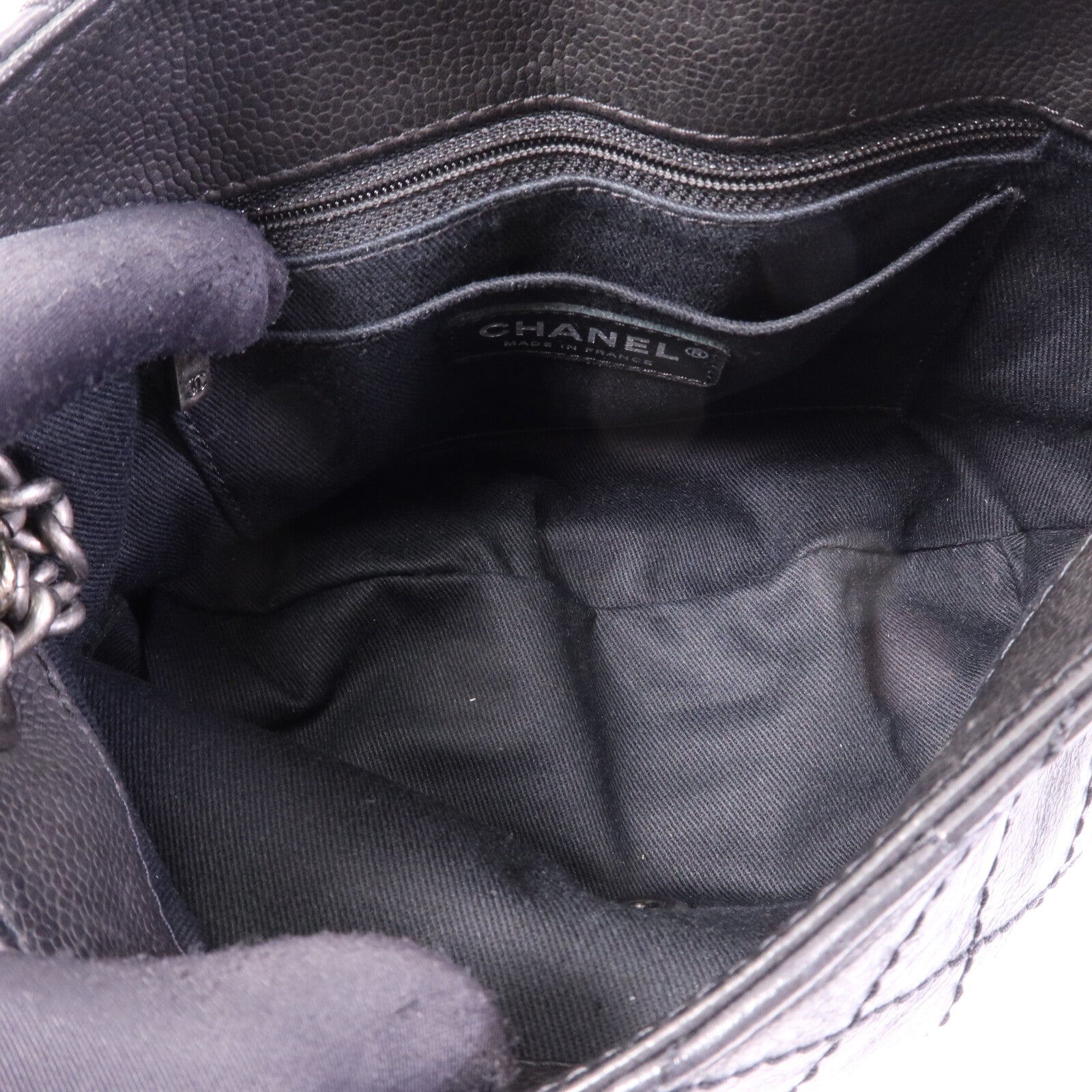 CHANEL 牛皮皮革/羊皮皮革Chain Shoulder Bag銀扣鏈帶肩背袋