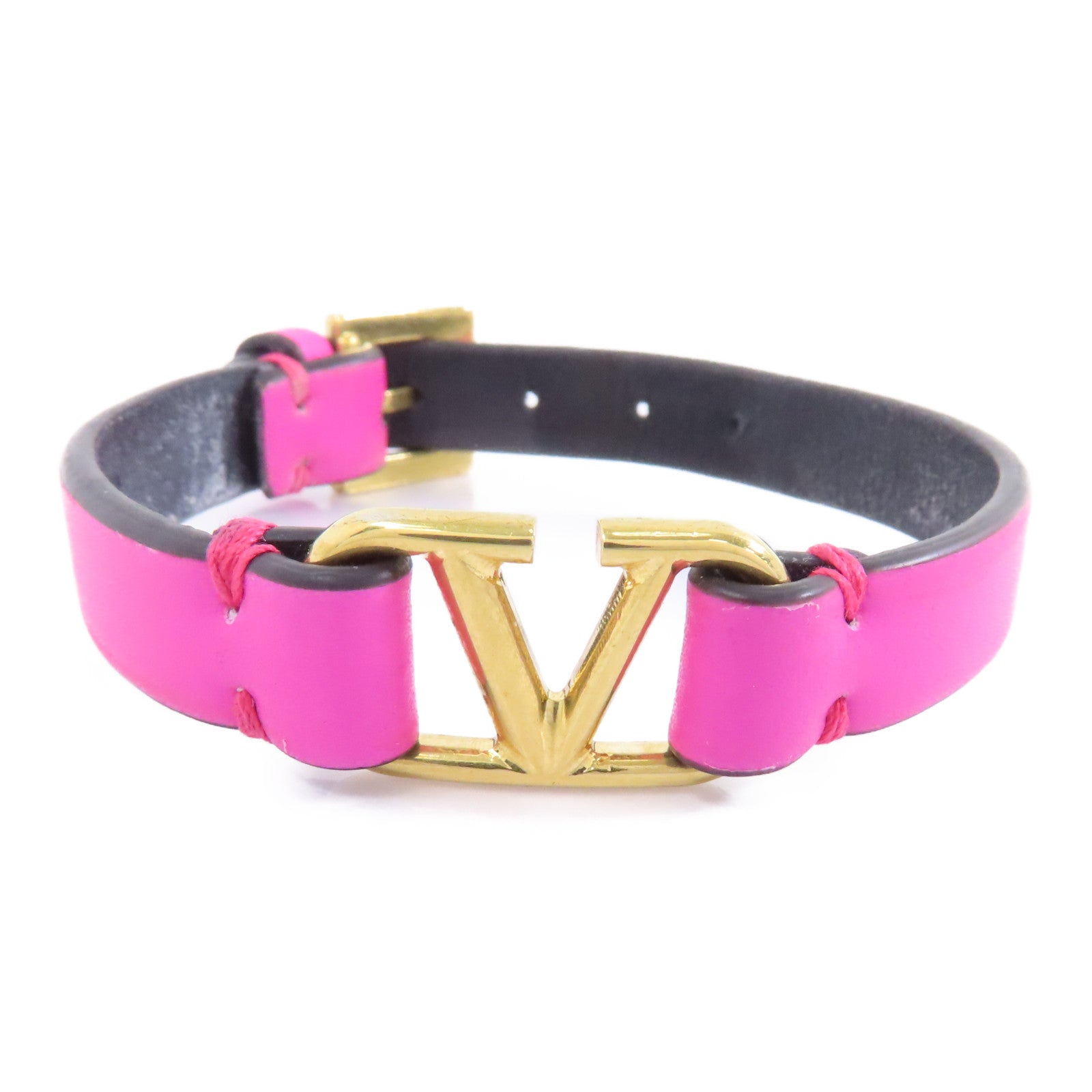 Valentino 牛皮皮革/金屬Bracelet手鏈粉紅色/金色