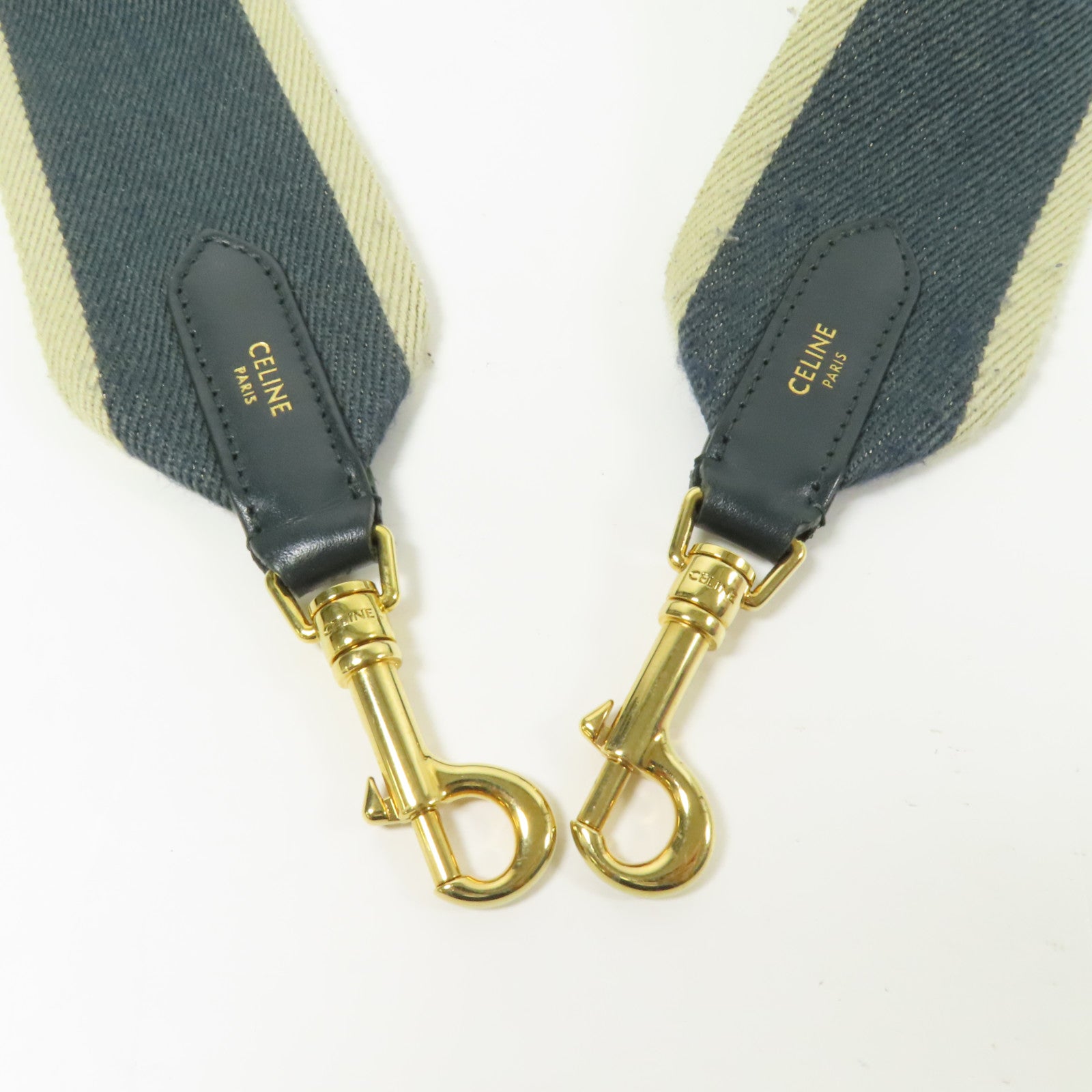 CELINE 帆布Strap金扣肩背帶