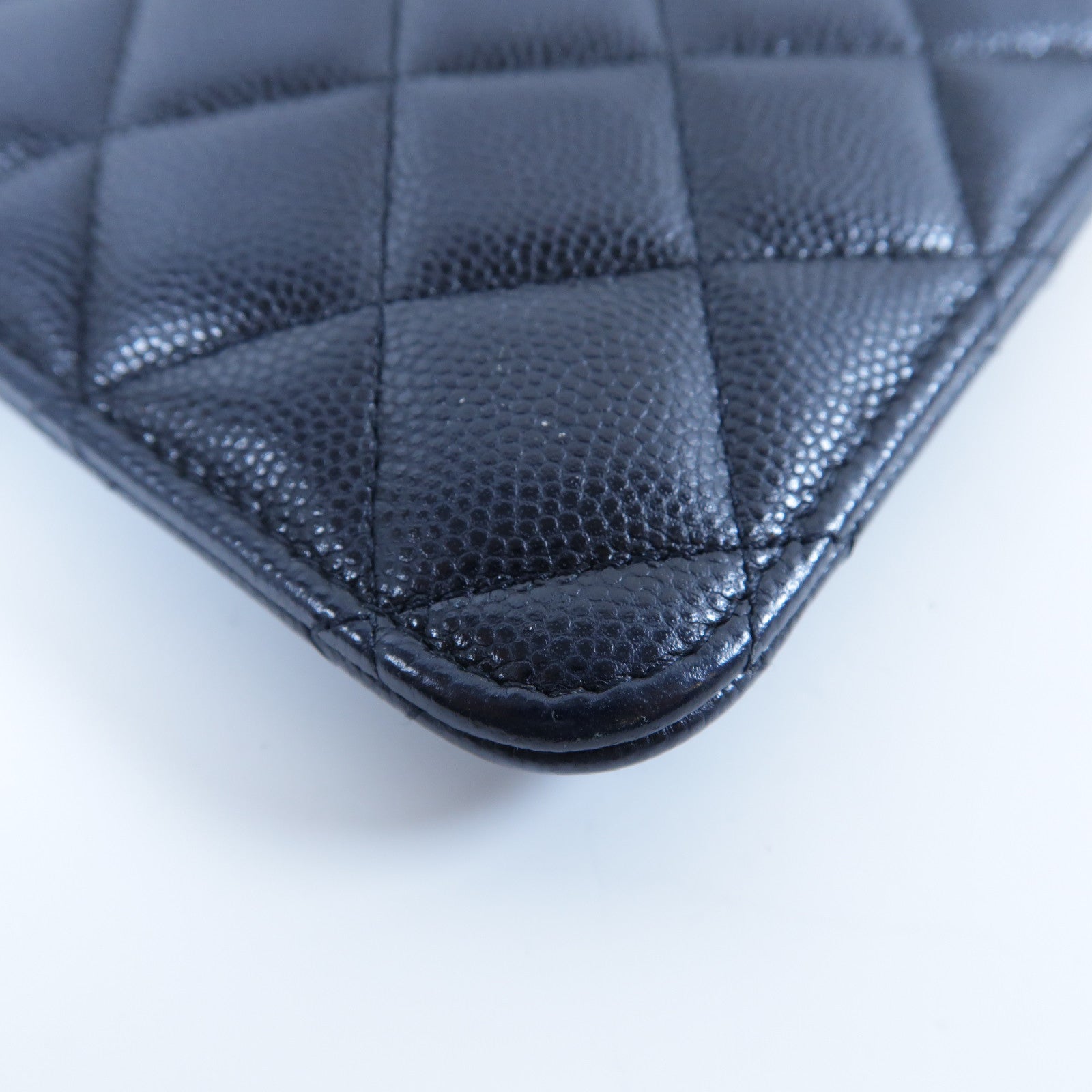 CHANEL 【激減優惠】菱格Caviar皮革Long Wallet金扣長錢包黑色