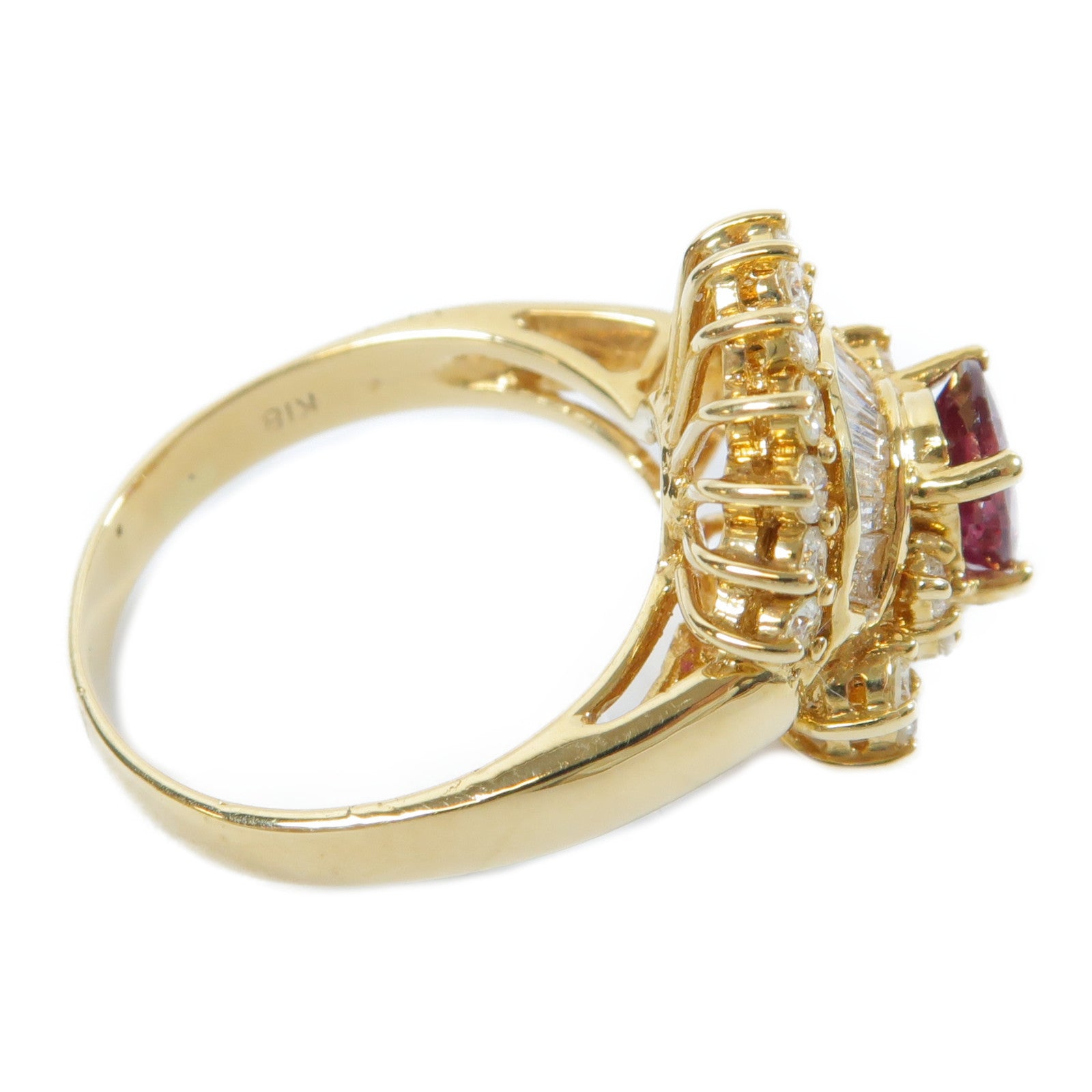 JEWELRY 【激減優惠】18K黃金Ruby Diamond Ring 0.84ct鑽石/0.98ct紅寶石戒指US#7.25