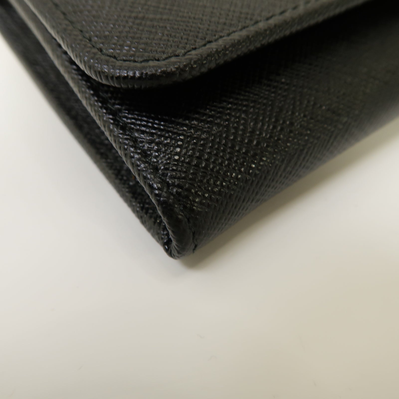 PRADA 牛皮皮革Long wallet金扣長錢包黒色
