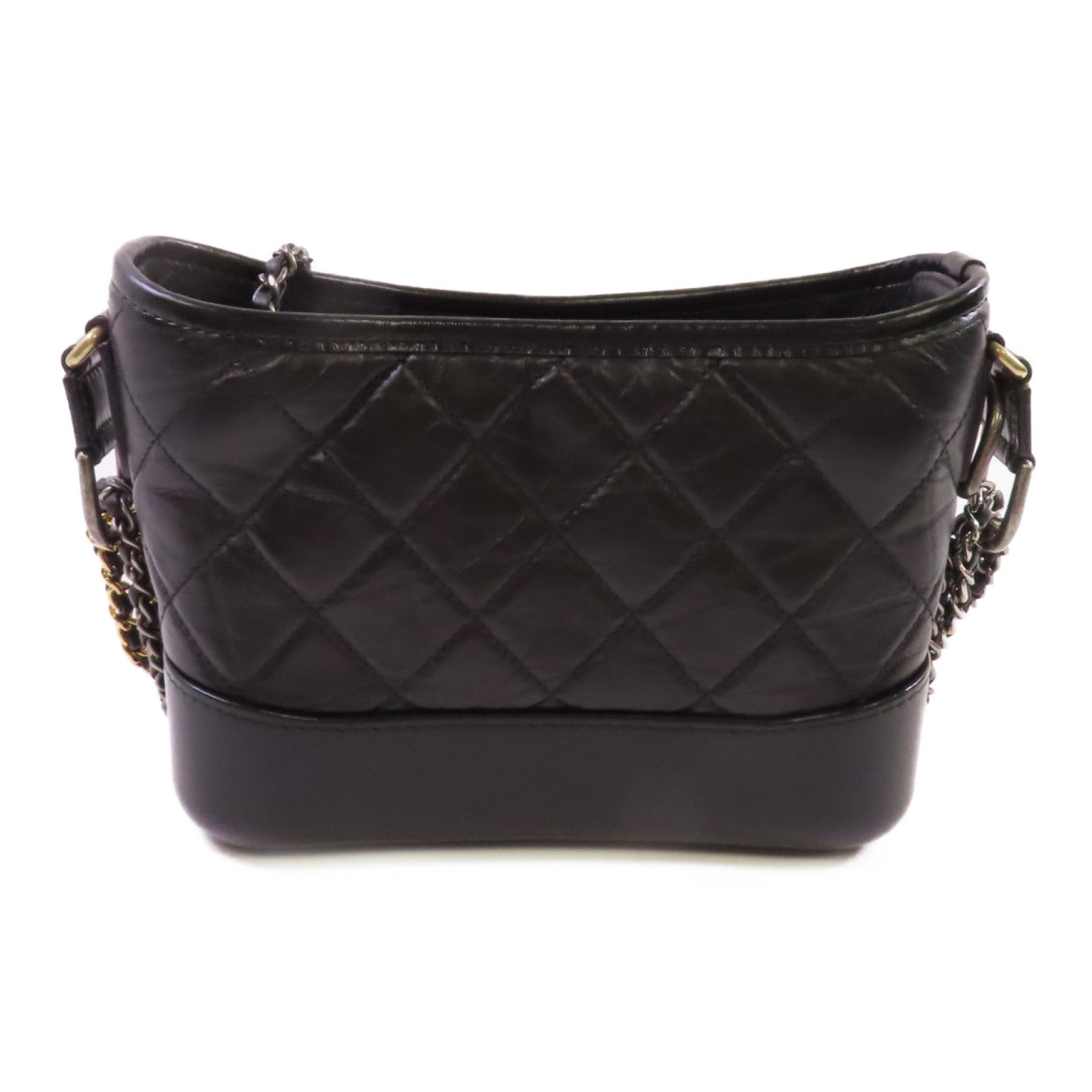 CHANEL 菱格牛皮皮革Gabrielle Small Chain Shoulder Bag鏈帶肩背袋黑色