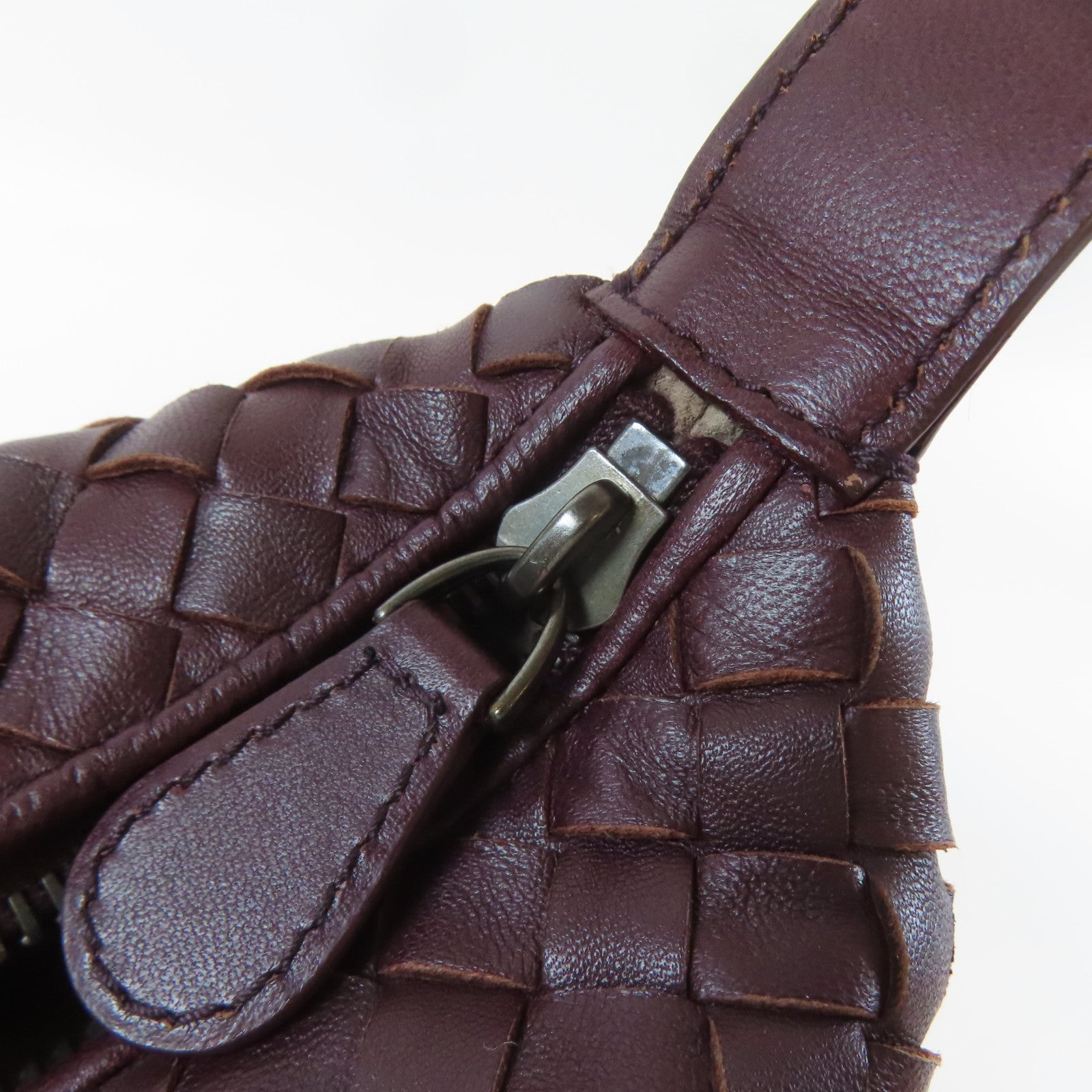 BOTTEGA VENETA 織紋牛皮皮革Shoulder Bag銀扣手挽袋啡色