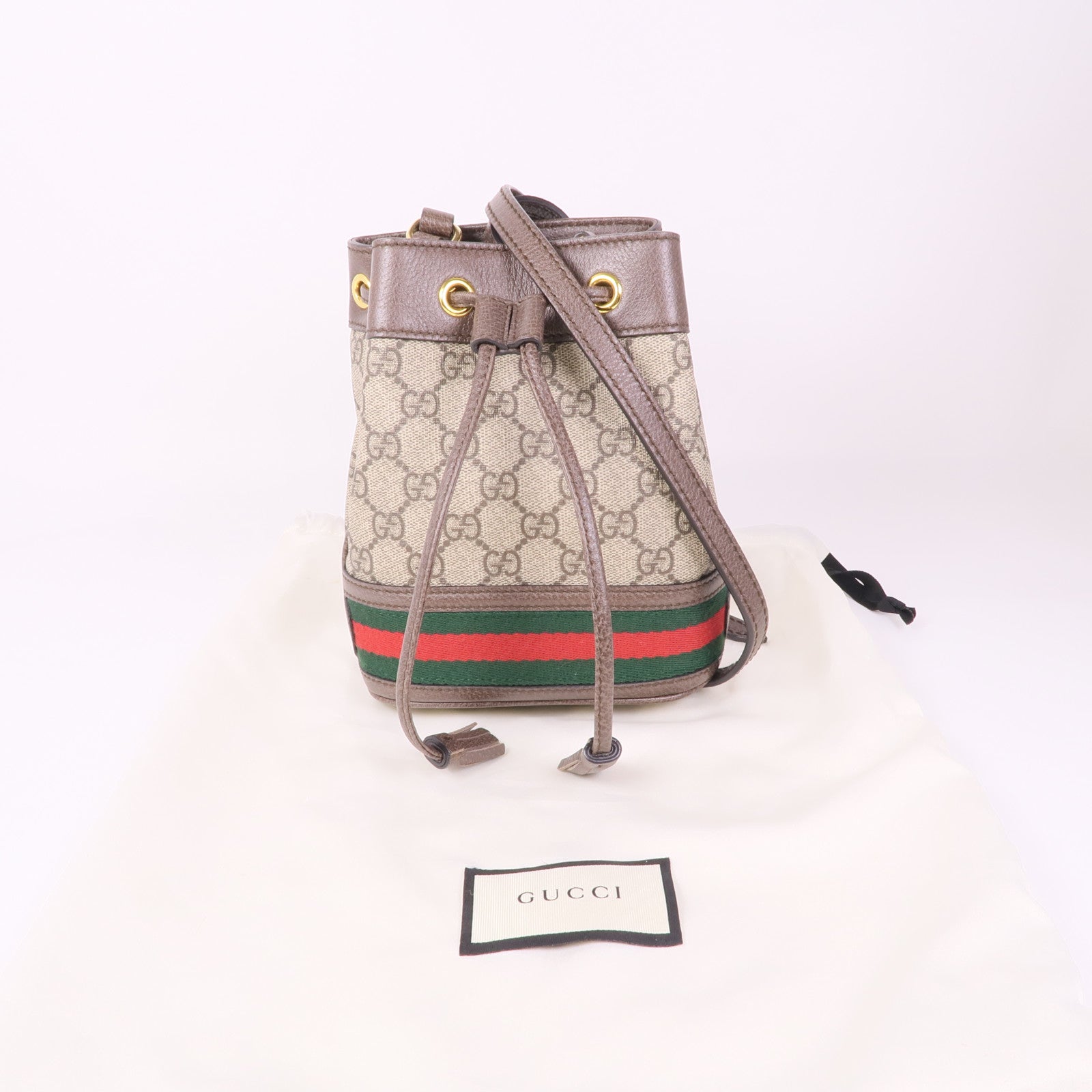 GUCCI 塗層帆布Ophidia Mini Bucket金扣肩背袋