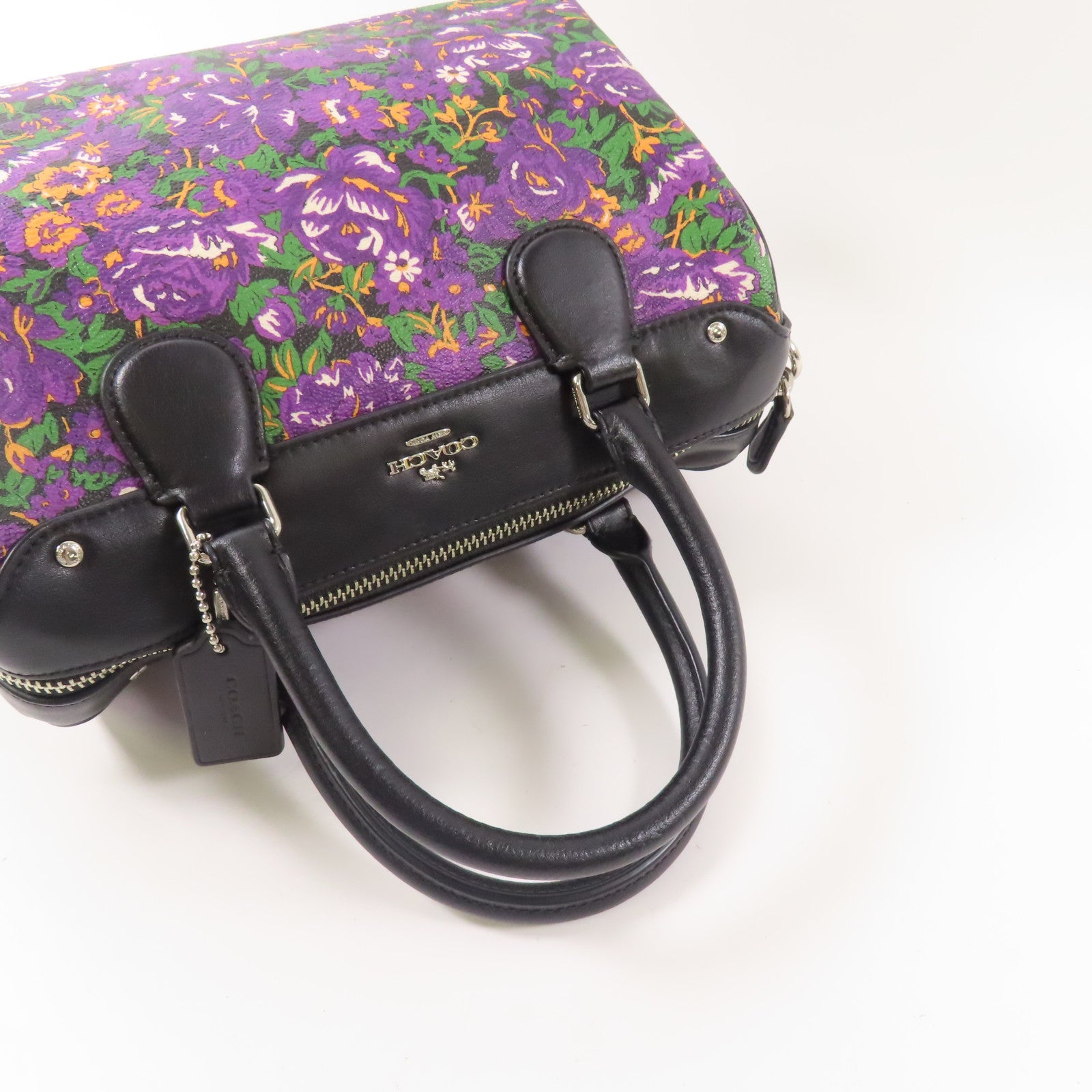 COACH 牛皮皮革2 Way Shoulder Bag銀扣手挽肩背兩用袋