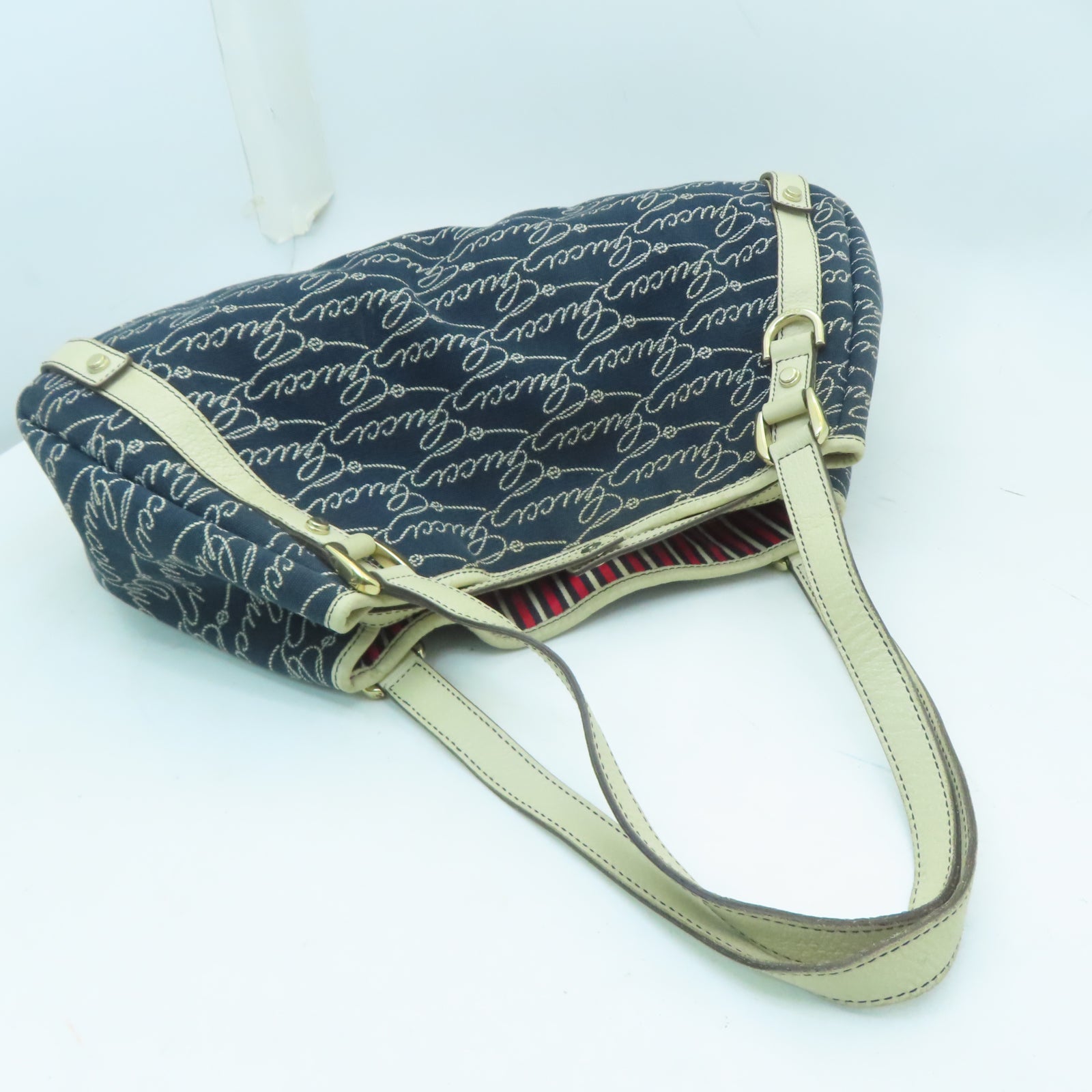 GUCCI 【激減優惠】帆布Shoulder Bag金扣肩背袋藍色/白色