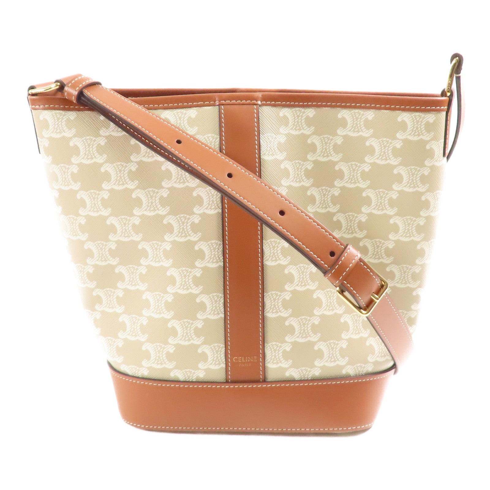 CELINE 塗層帆布Small Bucket金扣肩背袋