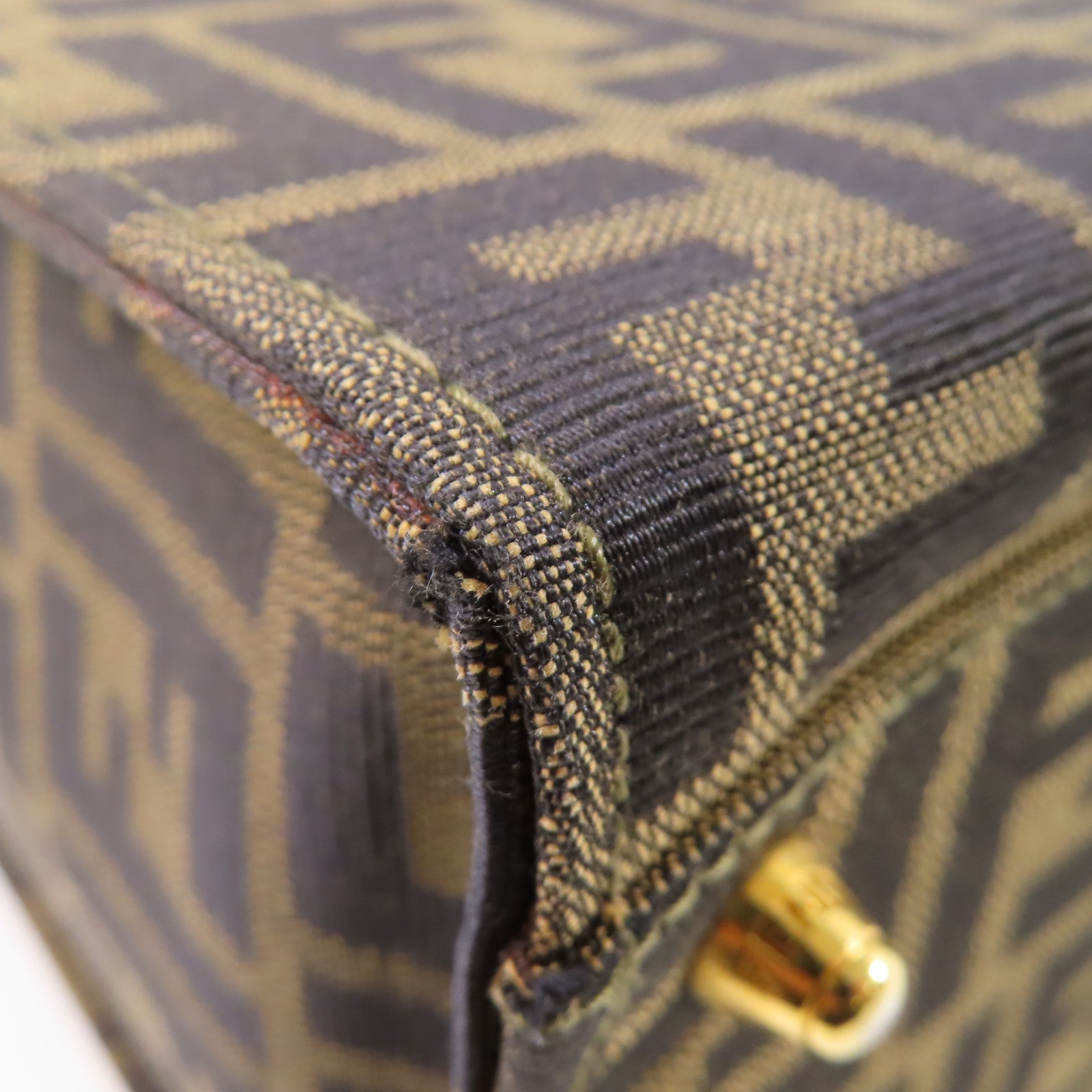 FENDI 帆布Sukka Afor Vintage Bag金扣手挽肩背兩用袋啡色