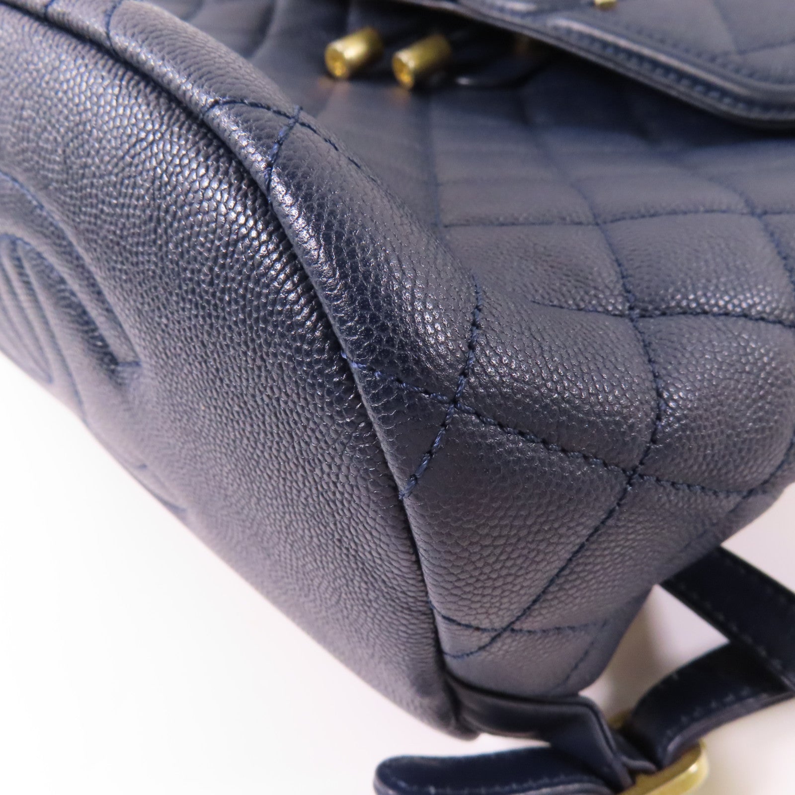 CHANEL 牛皮皮革Backpack金扣鏈帶背包