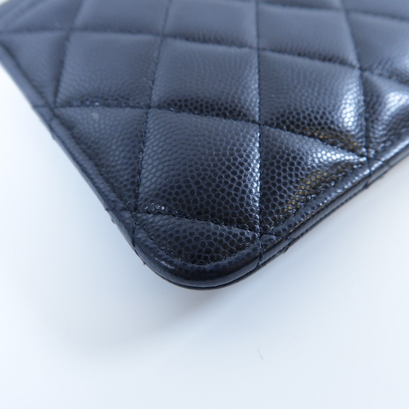 CHANEL 【激減優惠】菱格Caviar皮革Long Wallet金扣長錢包黑色