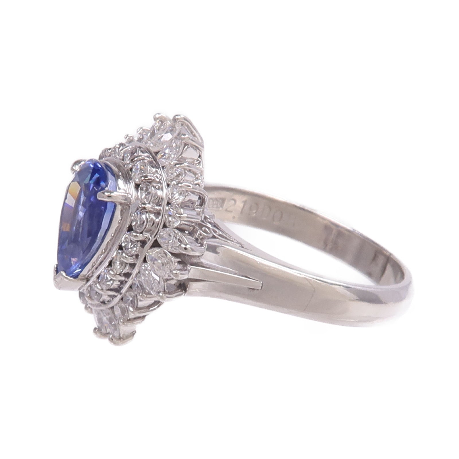 JEWELRY 【激減優惠】PT900鉑金Sapphire Diamond Ring藍寶石/鑽石戒指US#7