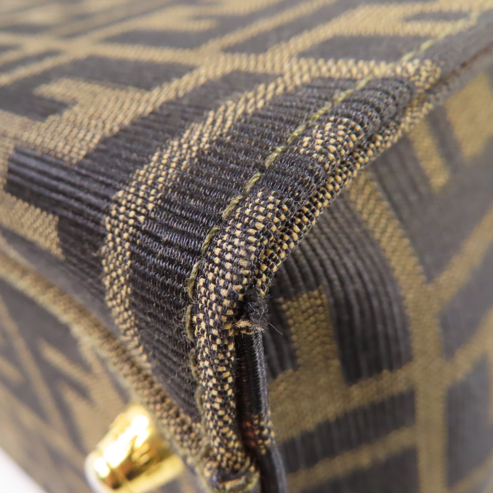 FENDI 帆布Sukka Afor Vintage Bag金扣手挽肩背兩用袋啡色