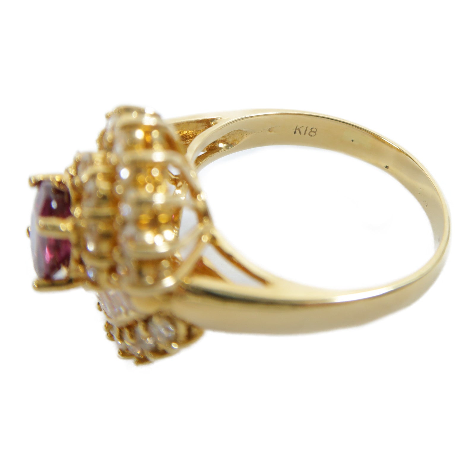 JEWELRY 【激減優惠】18K黃金Ruby Diamond Ring 0.84ct鑽石/0.98ct紅寶石戒指US#7.25