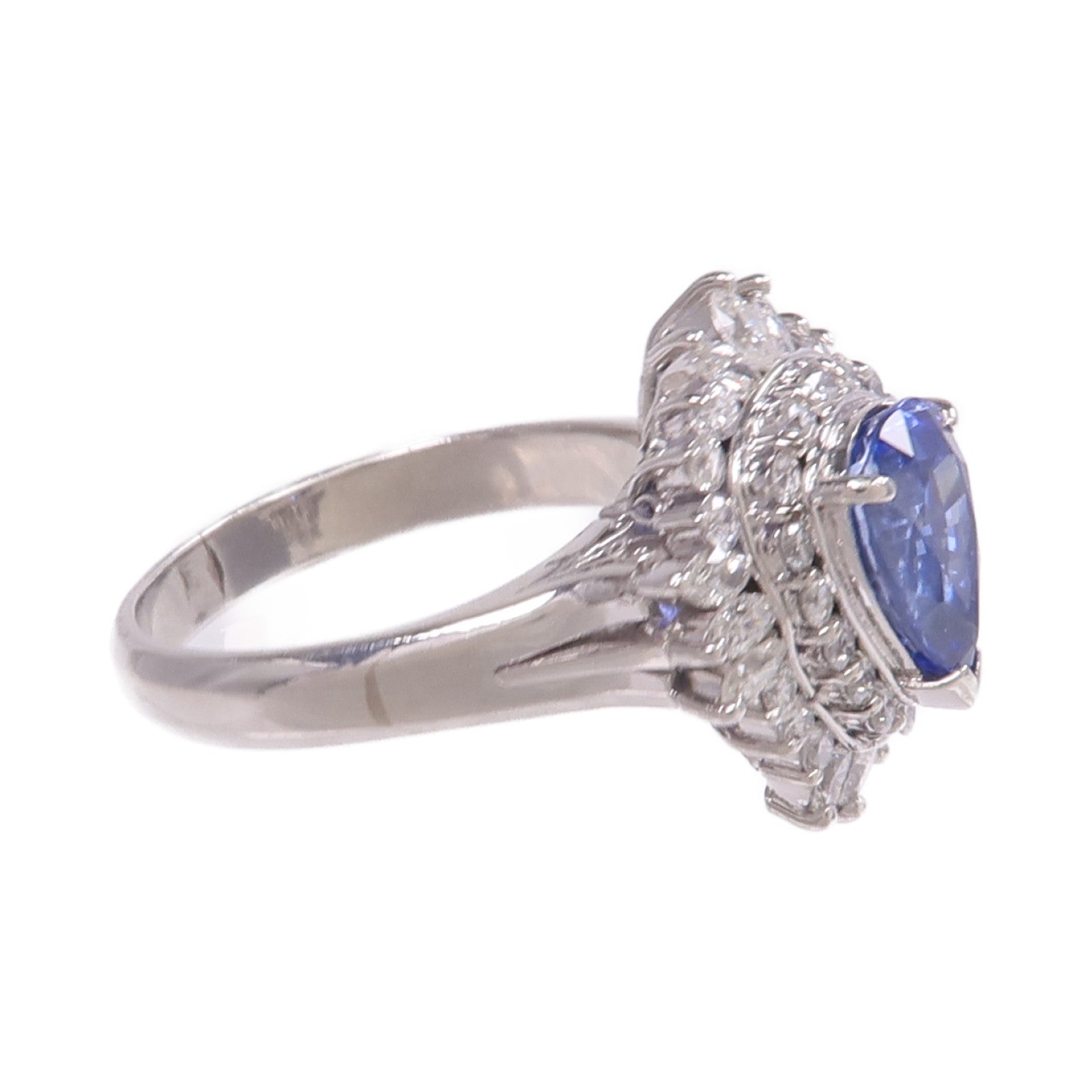 JEWELRY 【激減優惠】PT900鉑金Sapphire Diamond Ring藍寶石/鑽石戒指US#7