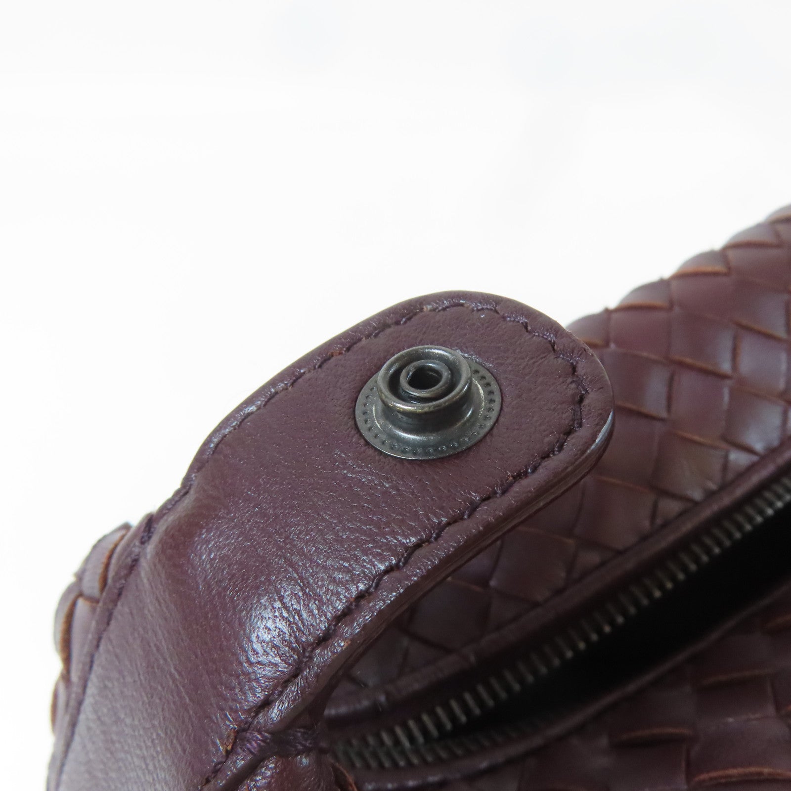 BOTTEGA VENETA 織紋牛皮皮革Shoulder Bag銀扣手挽袋啡色