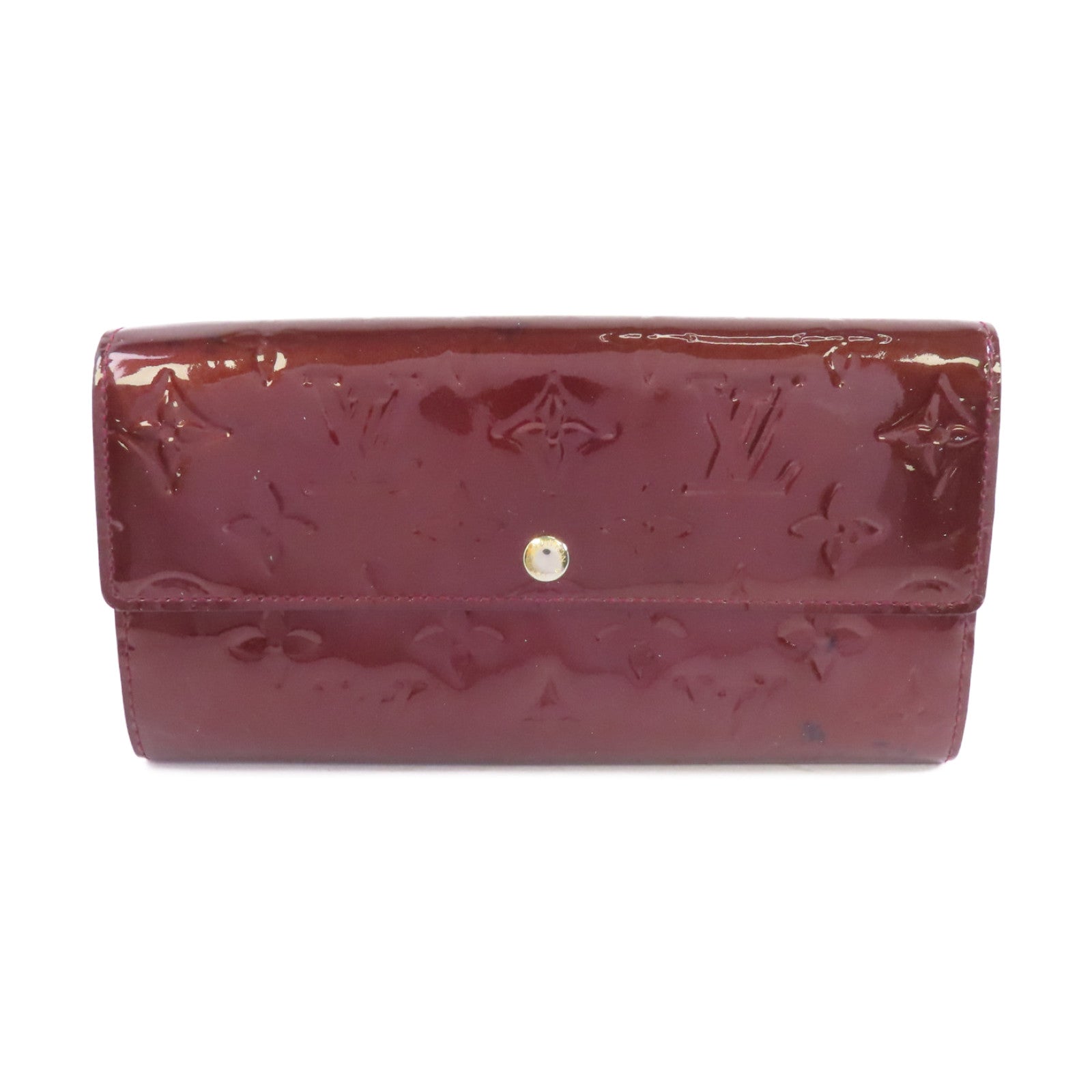 LOUIS VUITTON 【激減優惠】Vernis Portefeuille Sarah金扣長錢包酒紅色