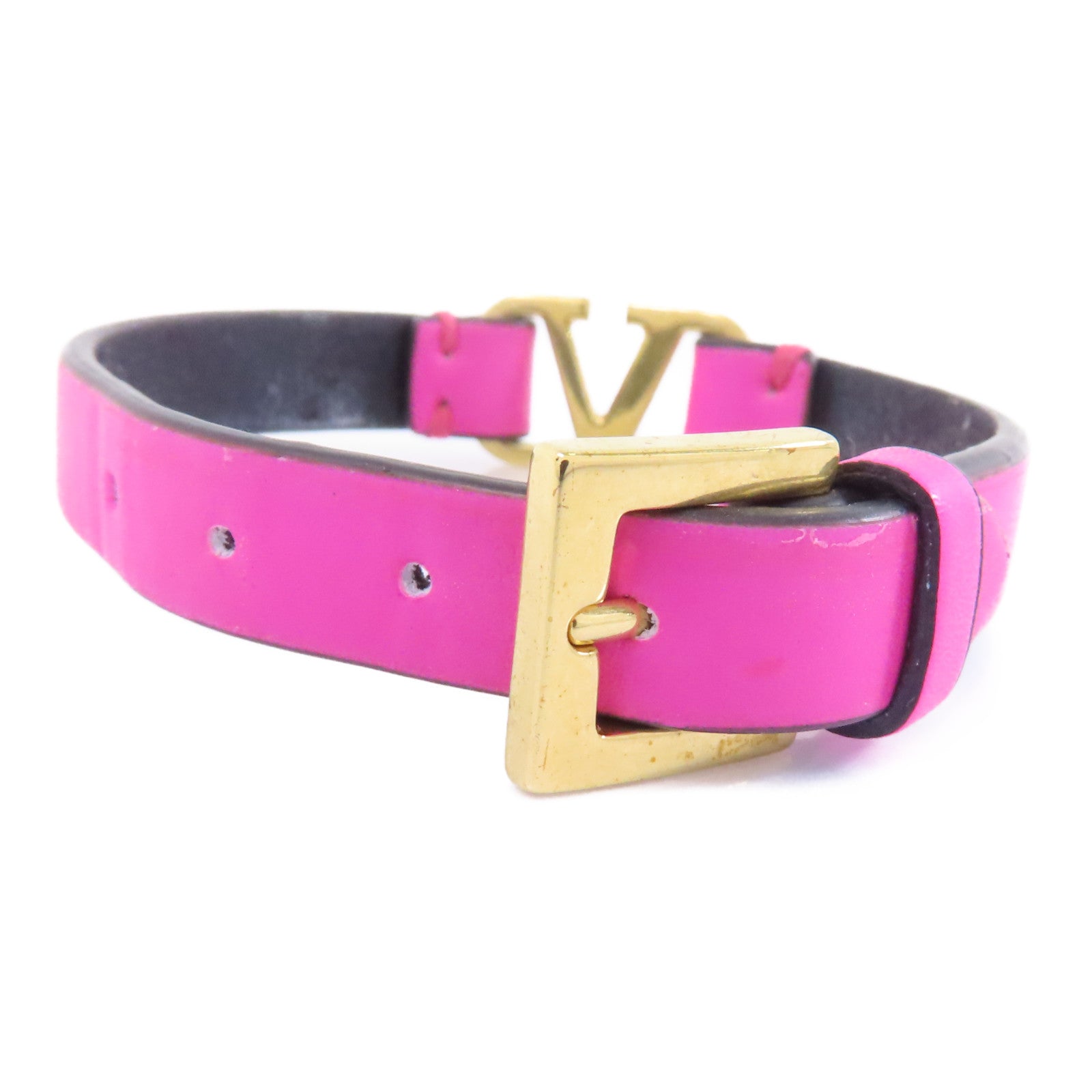 Valentino 牛皮皮革/金屬Bracelet手鏈粉紅色/金色