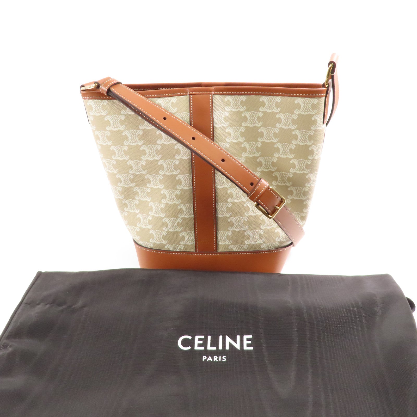 CELINE 塗層帆布Small Bucket金扣肩背袋