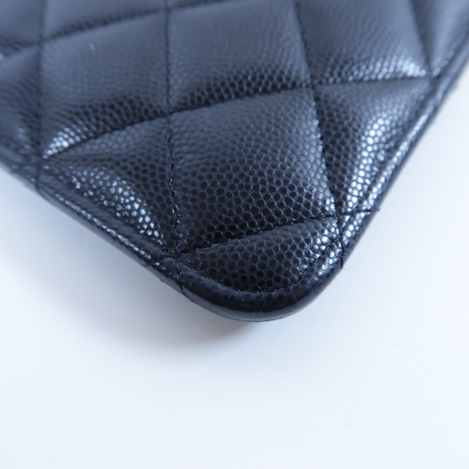 CHANEL 【激減優惠】菱格Caviar皮革Long Wallet金扣長錢包黑色