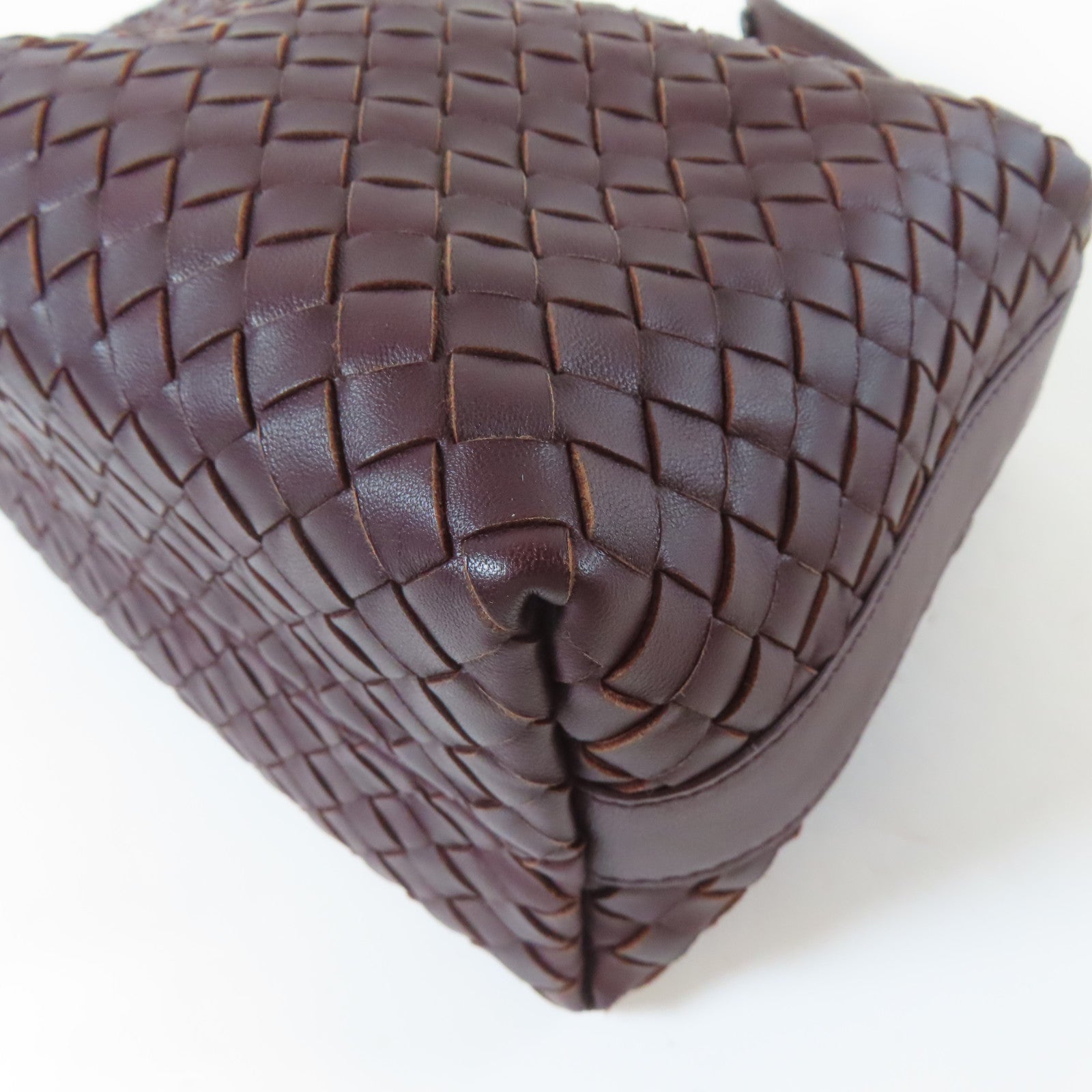 BOTTEGA VENETA 織紋牛皮皮革Shoulder Bag銀扣手挽袋啡色